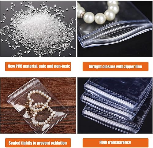 Miniatura 3 de Paquete de 160 bolsas de plástico transparente de PVC con cremallera antioxidación para embalaje, joyas, anillos, aretes, bolsa de polietileno