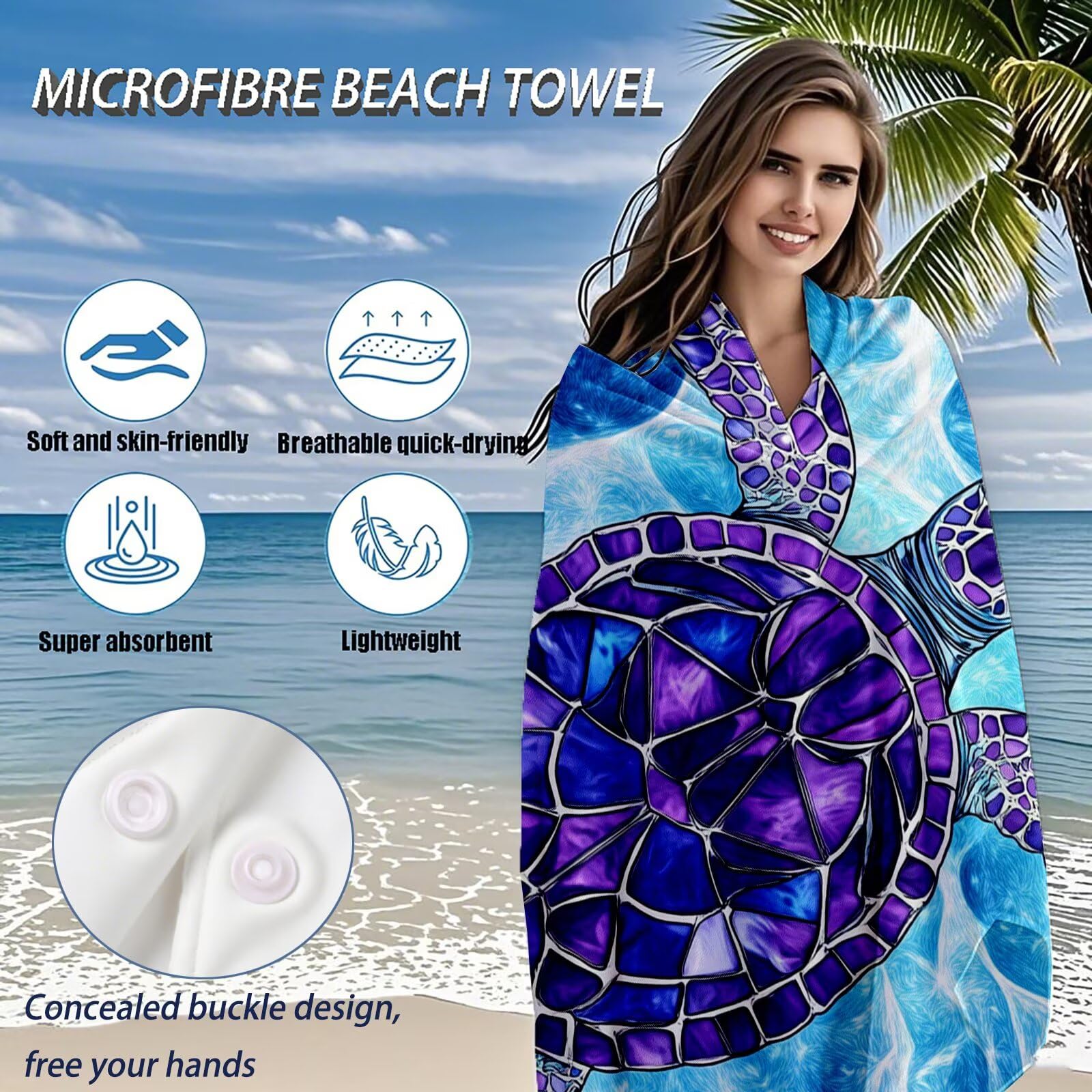 Telo Mare Microfibra, Telo Mare Grande 200 x 100 cm Set da 2, Antisabbia Asciugatura Rapida Assorbente Salvietta da Spiaggia Asciugamano per Palestra Piscina Viaggi Sport Picnic, Regali Donna Q-81