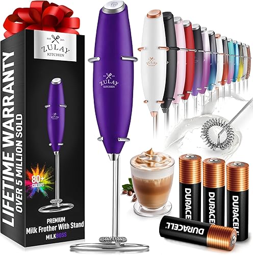 Vista 68 de Zulay Milk Boss Espumador de leche potente manual, hace espuma para latte, batidor para mezclar bebidas, café, miniespumador para capuchino, frappé