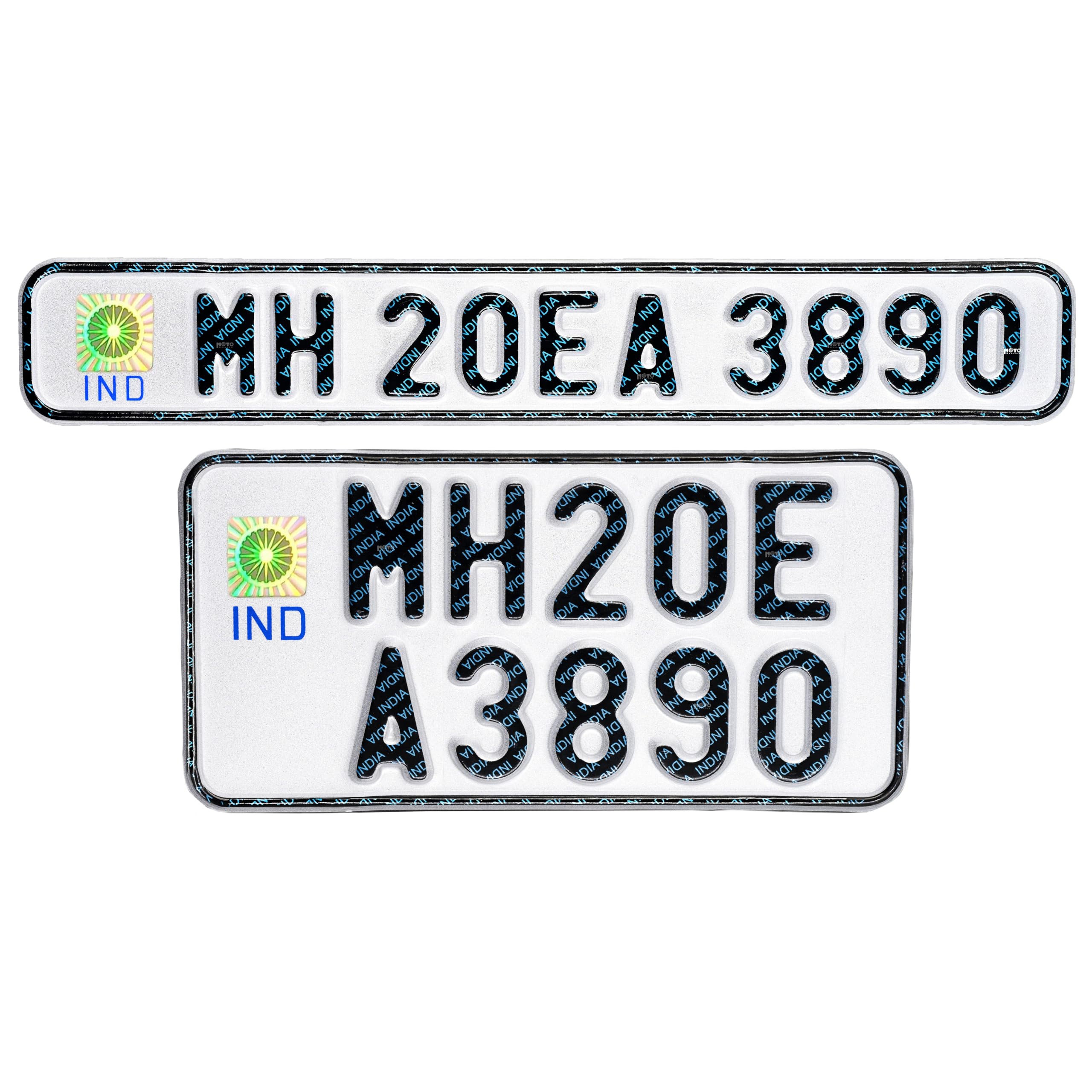 Moto Utility® Bike Number Plate | Aluminium Die Pressed Plate, Bike No. Plate, | Ind Number Plate for Bike | Not-HSRP, No Bar Code Serial Number | Front 11x2 & Rear 8x4 Inches | Color White.-image-3