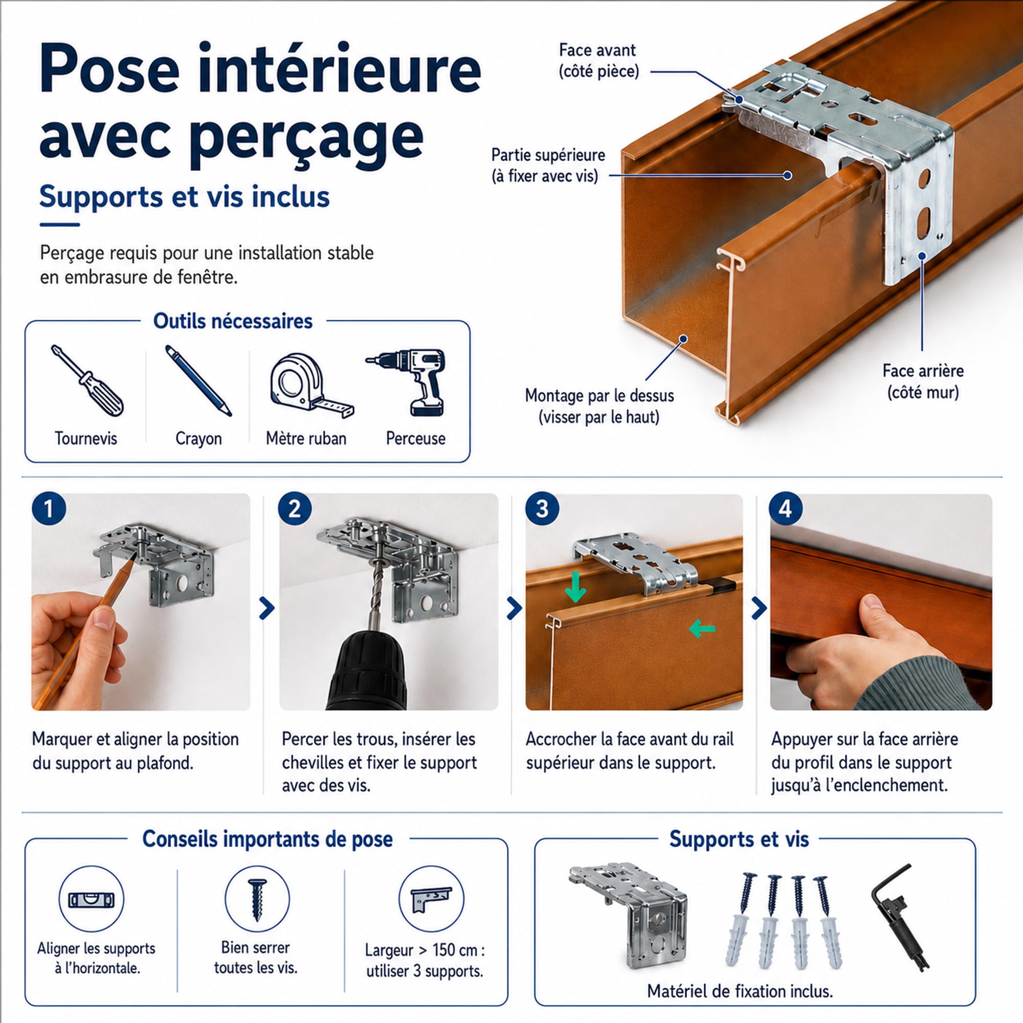 Store venitien Bois sur Mesure pour fenetre Interieure, Bois de Paulownia veritable avec Lames 50 mm, Pose avec percage, Cordon, Protection visuelle et reglage de la Lumiere Walnussfarben
