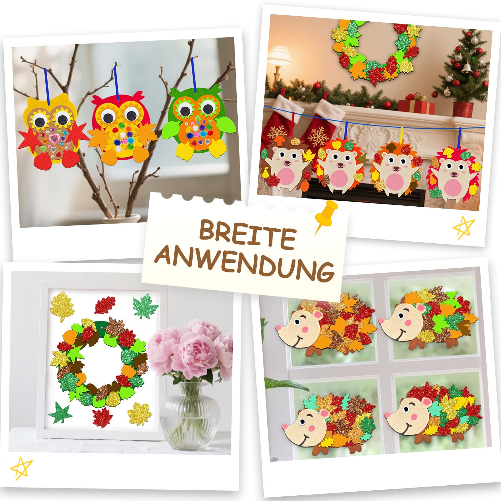 24-teiliges Igel & Eulen Bastelset Für Kinder – Kreativ-Spaß Mit Filz Und Moosgummi