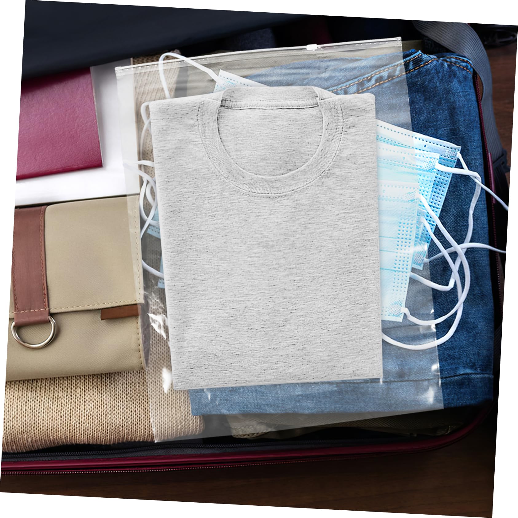 ERINGOGO 50pezzi Sacchetti Trasparenti Cerniera Per Impermeabili e Resistenti Buste Plastica Richiudibili Per Vestiti Scarpe Pantaloni Camicie Viaggi e Stoccaggio