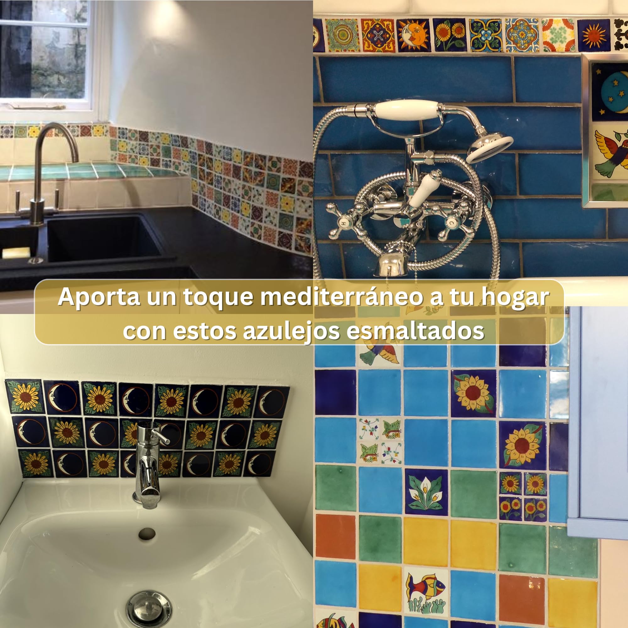 Tumia LAC - Azulejos Talavera Mexicanos Artesanales Estilo Isabella - Ceramica para Manualidades y Salpicadero Cocina Bano - Azulejo Individual