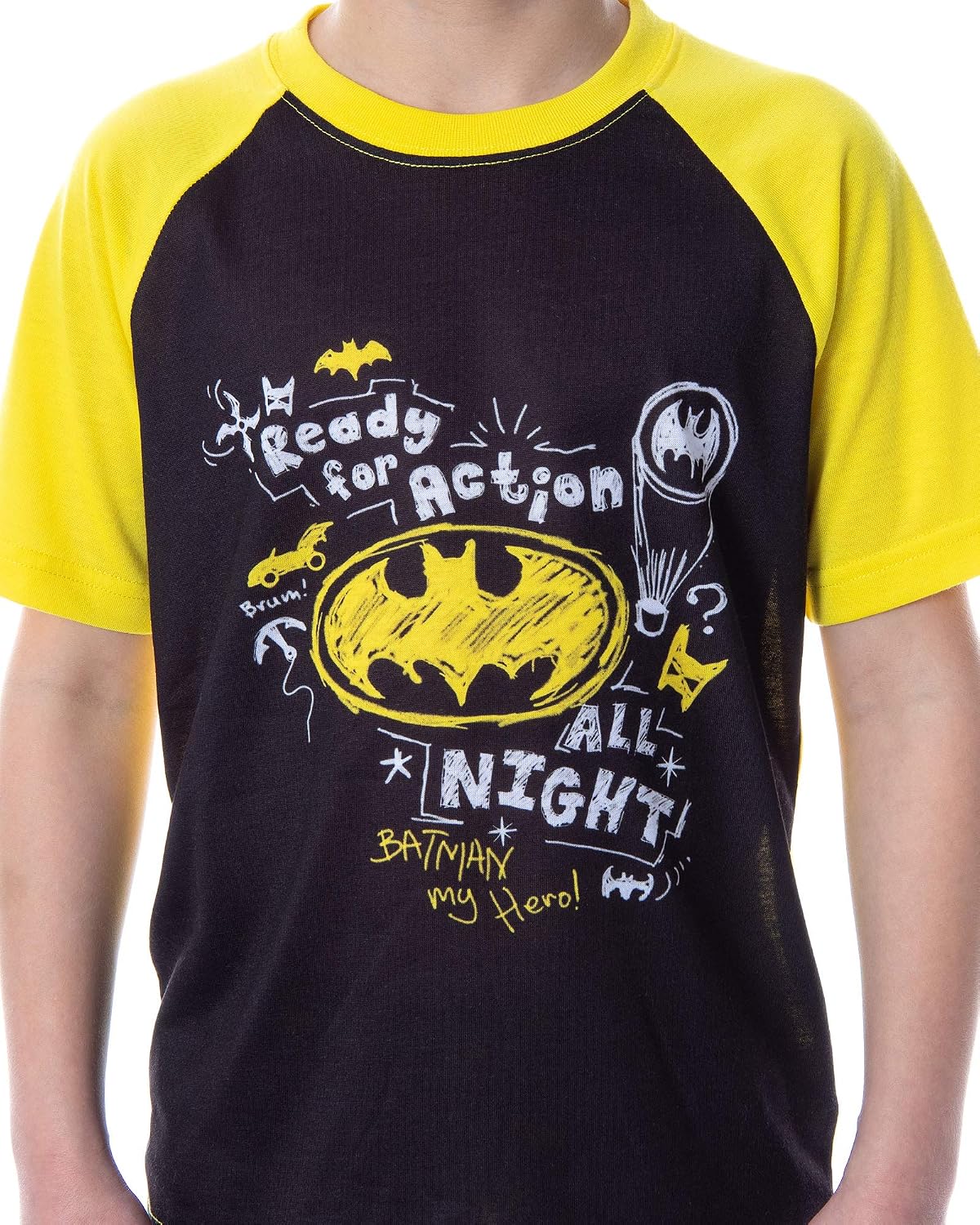 DC Comics Boys' Batman Pajamas Ready For Action Short Sleeve Shirt and Shorts 2 Piece Superhero Pajama Set (8)