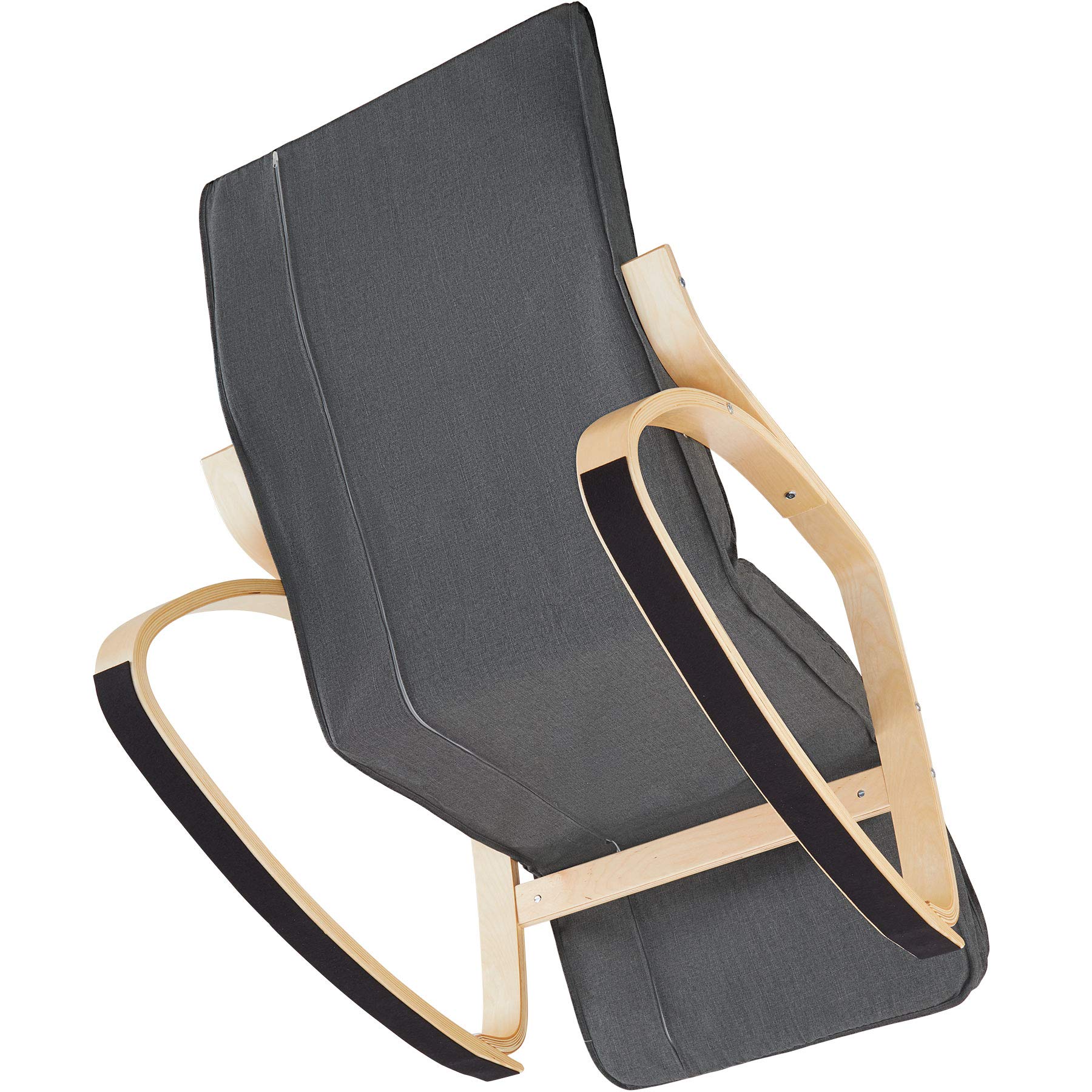 tectake® Silla Mecedora Ergonómica, Reposapiés Ajustable en 5 Posiciones, Cojín Mullido con Cierre, Almohadillas Antideslizantes, Estructura Robusta, Sillon Lectura, Muebles de Salon - Gris Oscuro