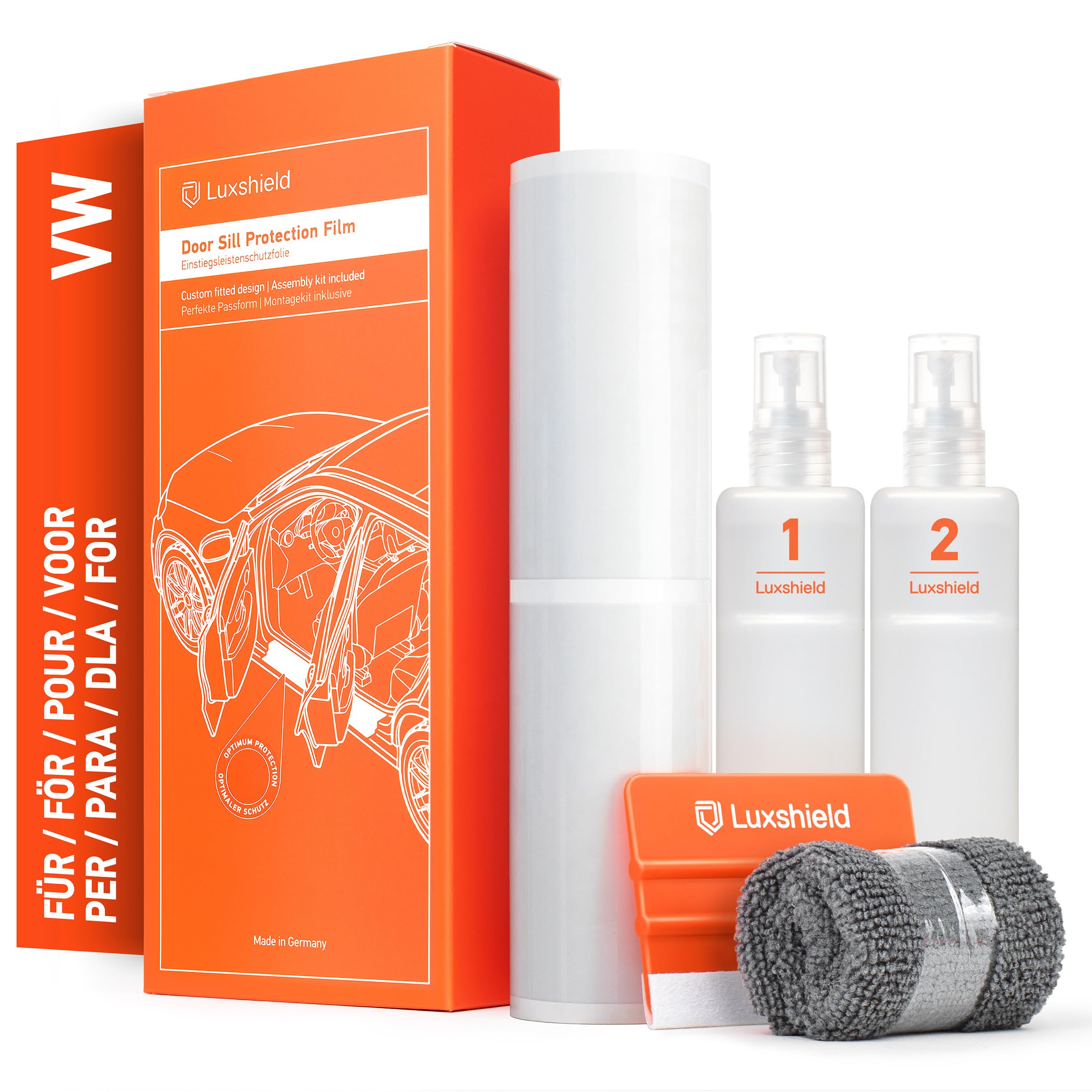 Luxshield Auto Einstiegsleisten Schutz für VW Caddy Maxi 5 (V) SB I 2020-2025 - Schutzfolie Autotür Zubehör Zierleisten Lackschutzfolie Transparent