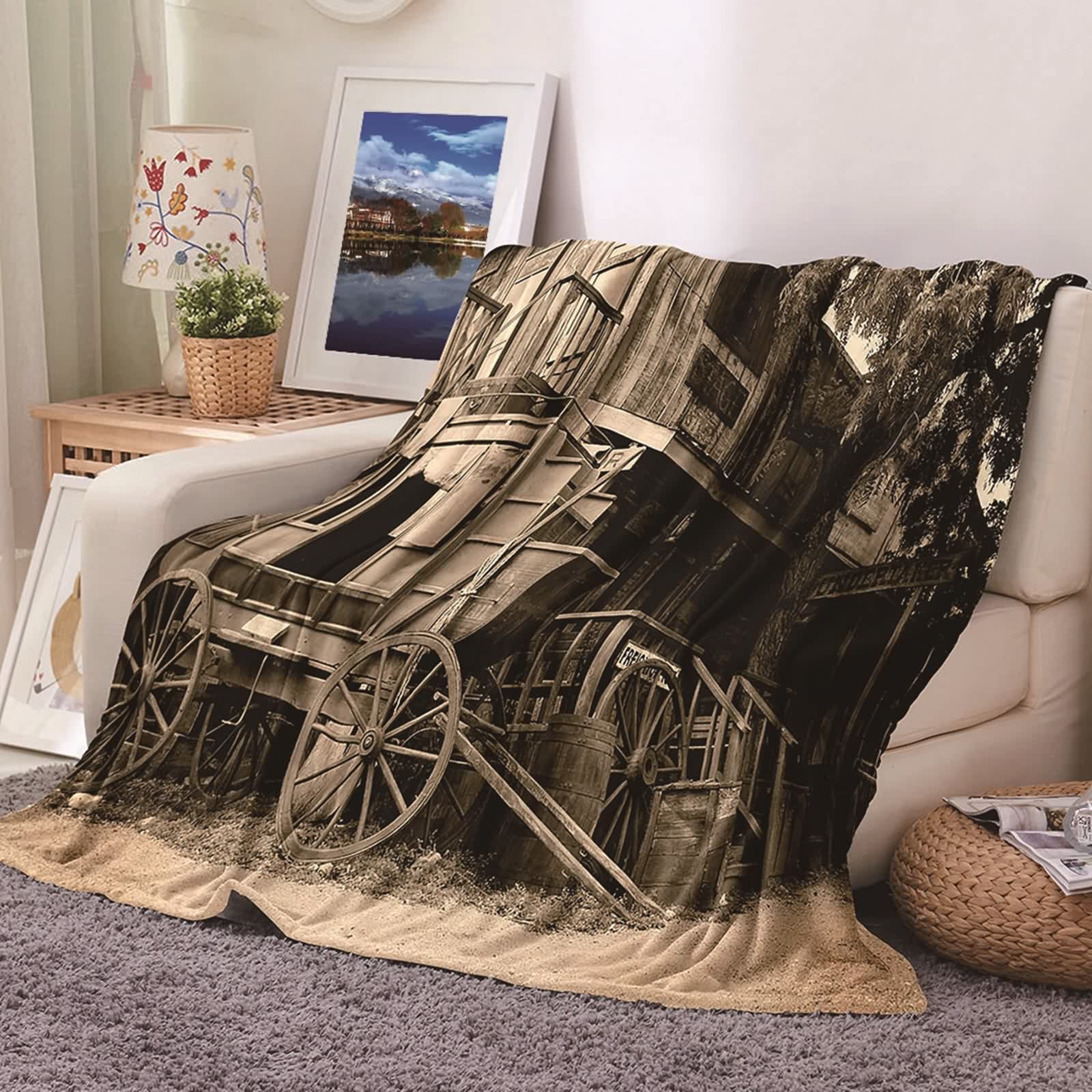 Couverture polaire en flannel écossaise grise 100x150cm pour lit et canapé douillet