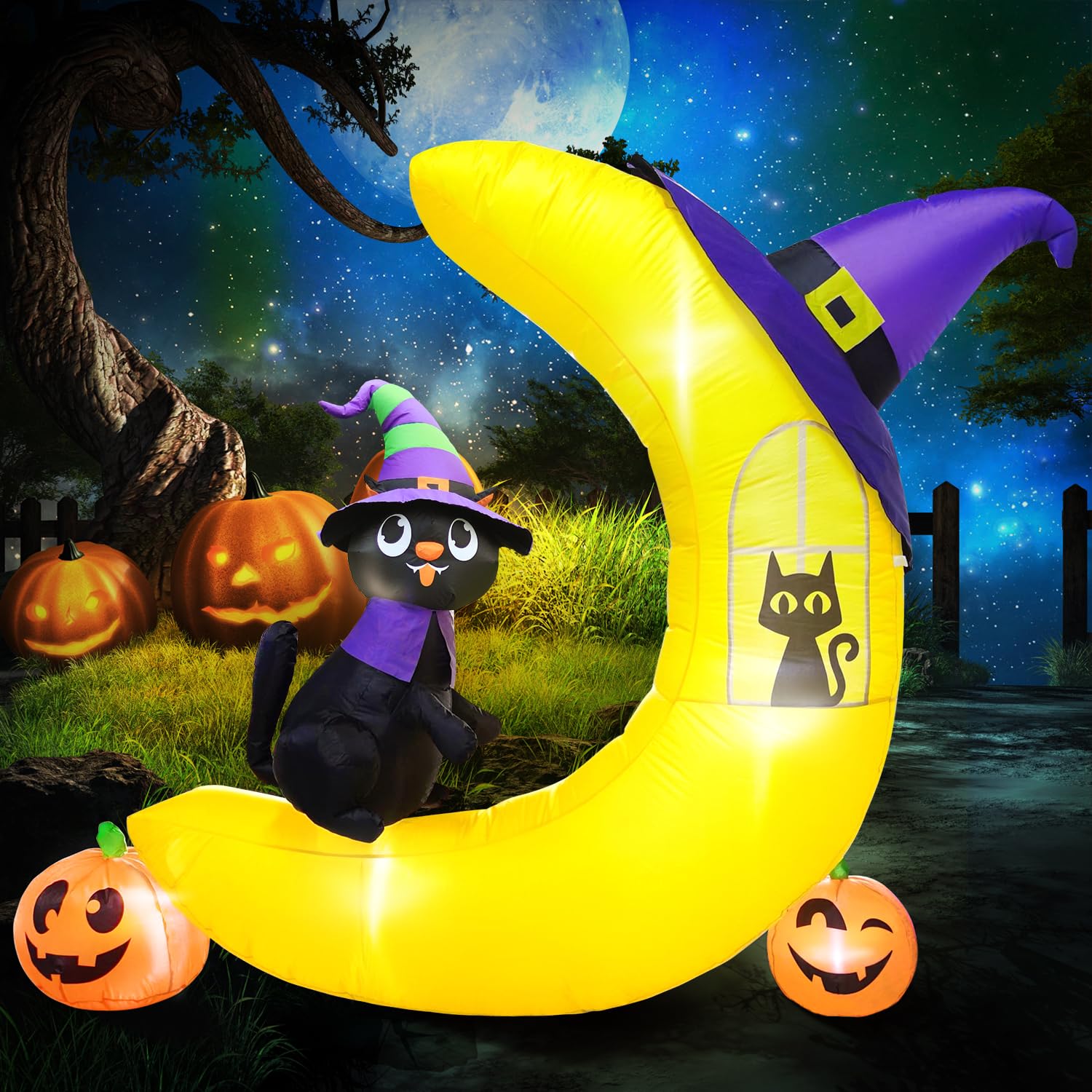 [2023 New] 6.5FT Halloween Inflatable Decorations Black Cat Sitting on