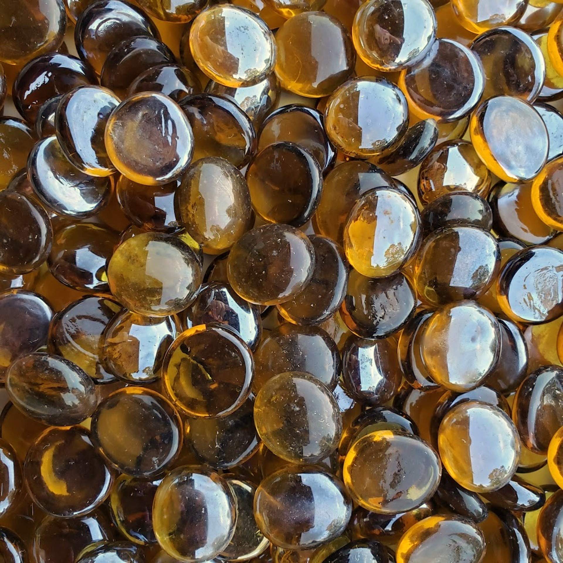 WeJe Medium Glass Gems 17-21mm Round Flat Back Marbles for Vase Filler Art Mosaic Craft Aquarium (5 LB Black)