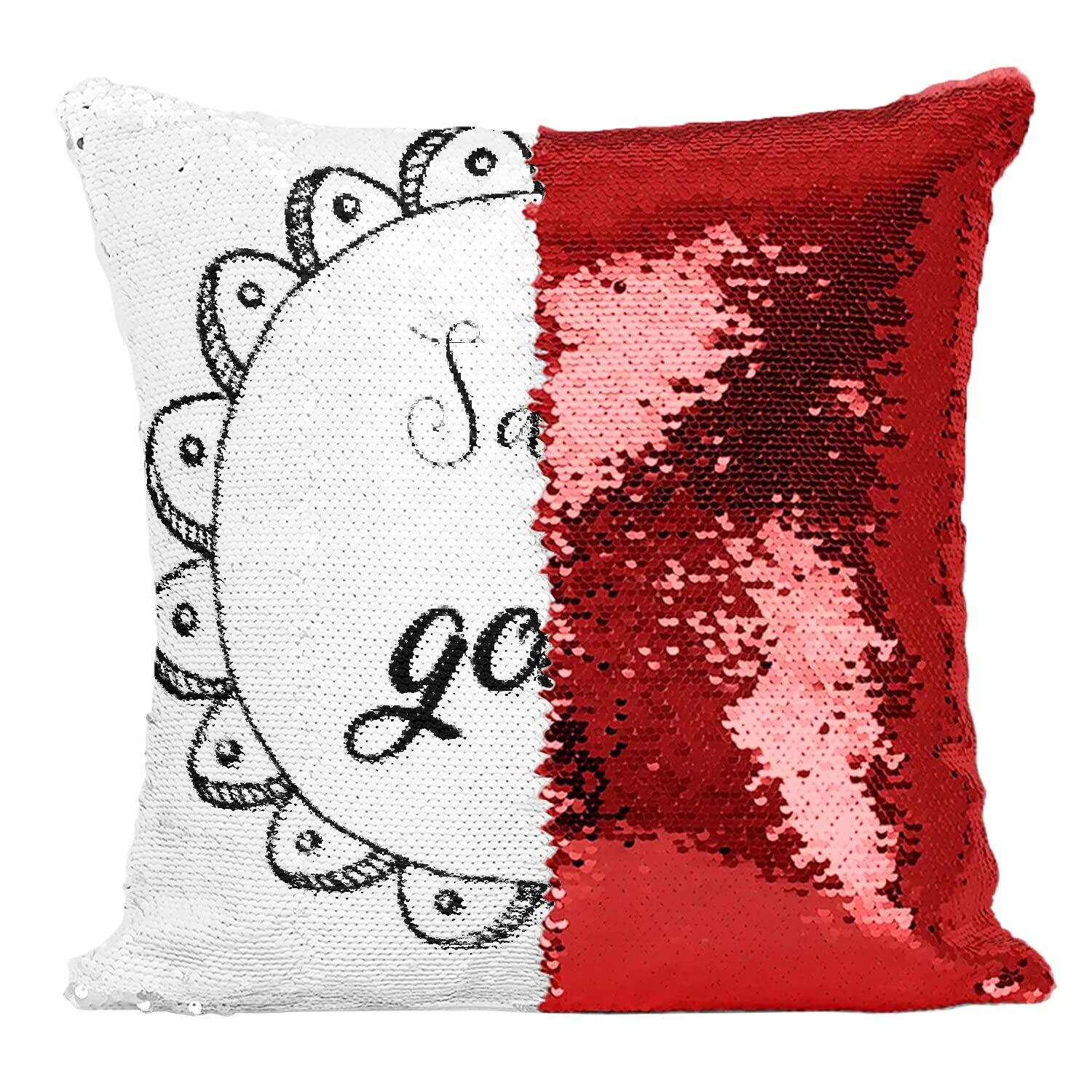 Coussin paillettes rouge déhoussable message Sale Gosse