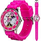 Accutime Minnie Mouse Time Teacher Watch for Girls - Analog Time Learning with Easy-to-Read Numbers and Comfortable Silicone Band