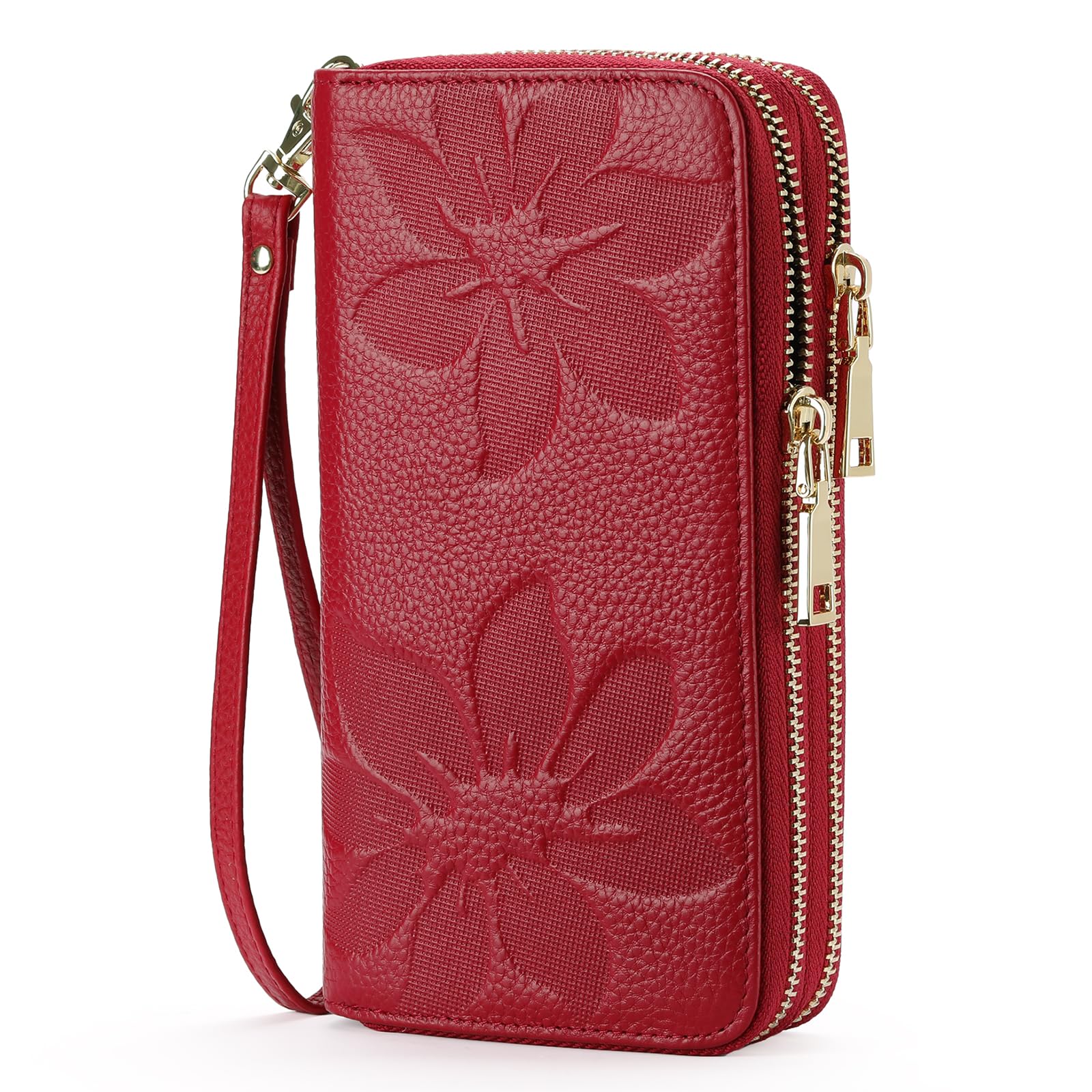 GOIACII Purse for Women Card Holder Wallet Long Walet, rosso vivo, Classico