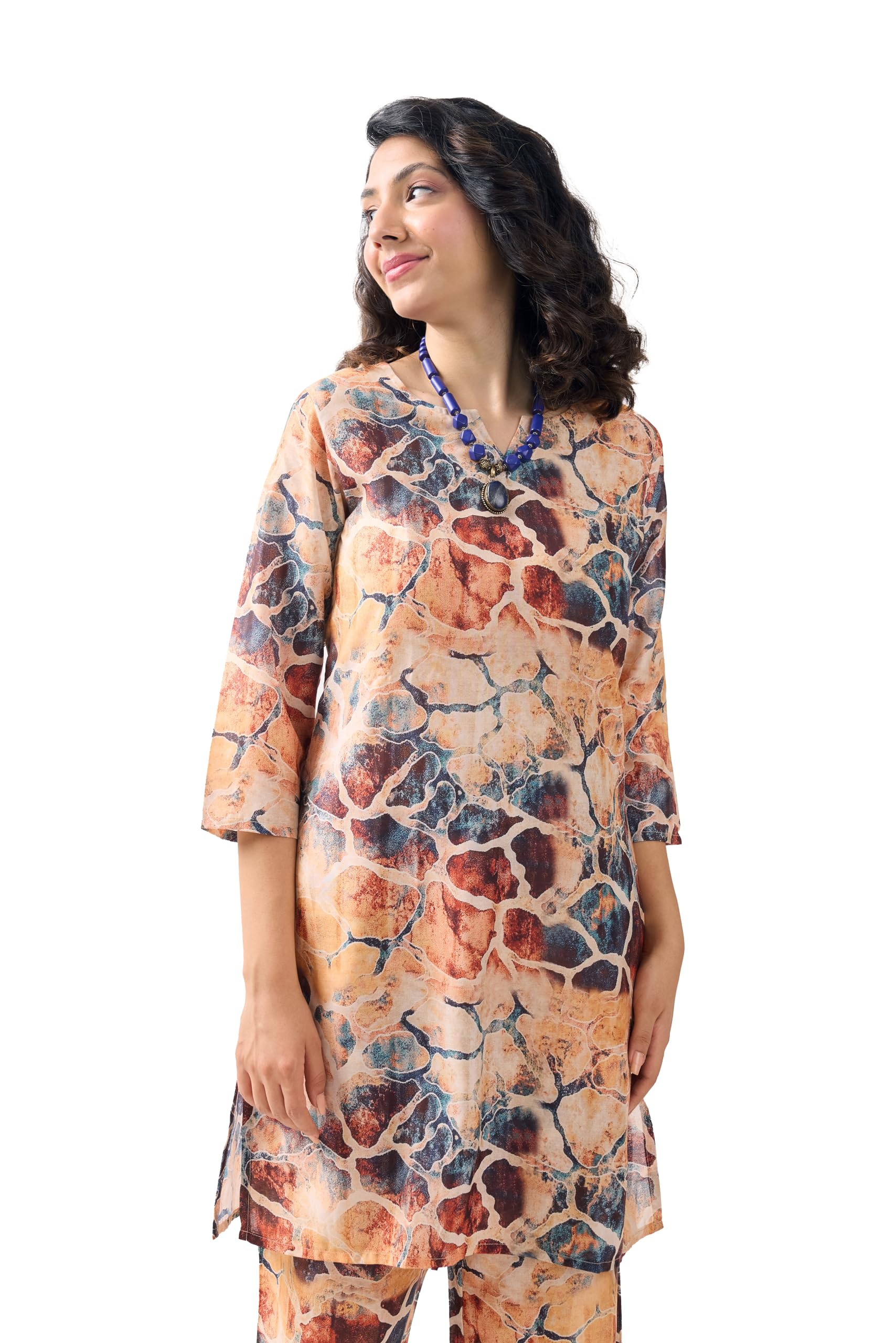 Toochki Women's Muslin Midi Co Ord Set Dress (Toochki280-Cd/2Xl_Multicolour