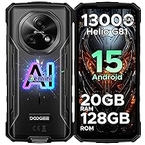 DOOGEE Fire 5 Pro Rugged Smartphone, 20GB+128GB 13000mAh Android 15 Telefono Indistruttibile, Mediatek Helio G81 Octa-core, 6.6″ 90Hz Display, 13MP+8MP, NFC, Triple Card Slot, Face ID, GPS, IP68, IP69K