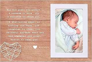NZY Unique Godchild Baptism Gift-Christening Gift for Godson Goddaughter-Dedication Present-Blessing Picture Frame from Godmother Godfather Godparent-Wooden Photo Frame