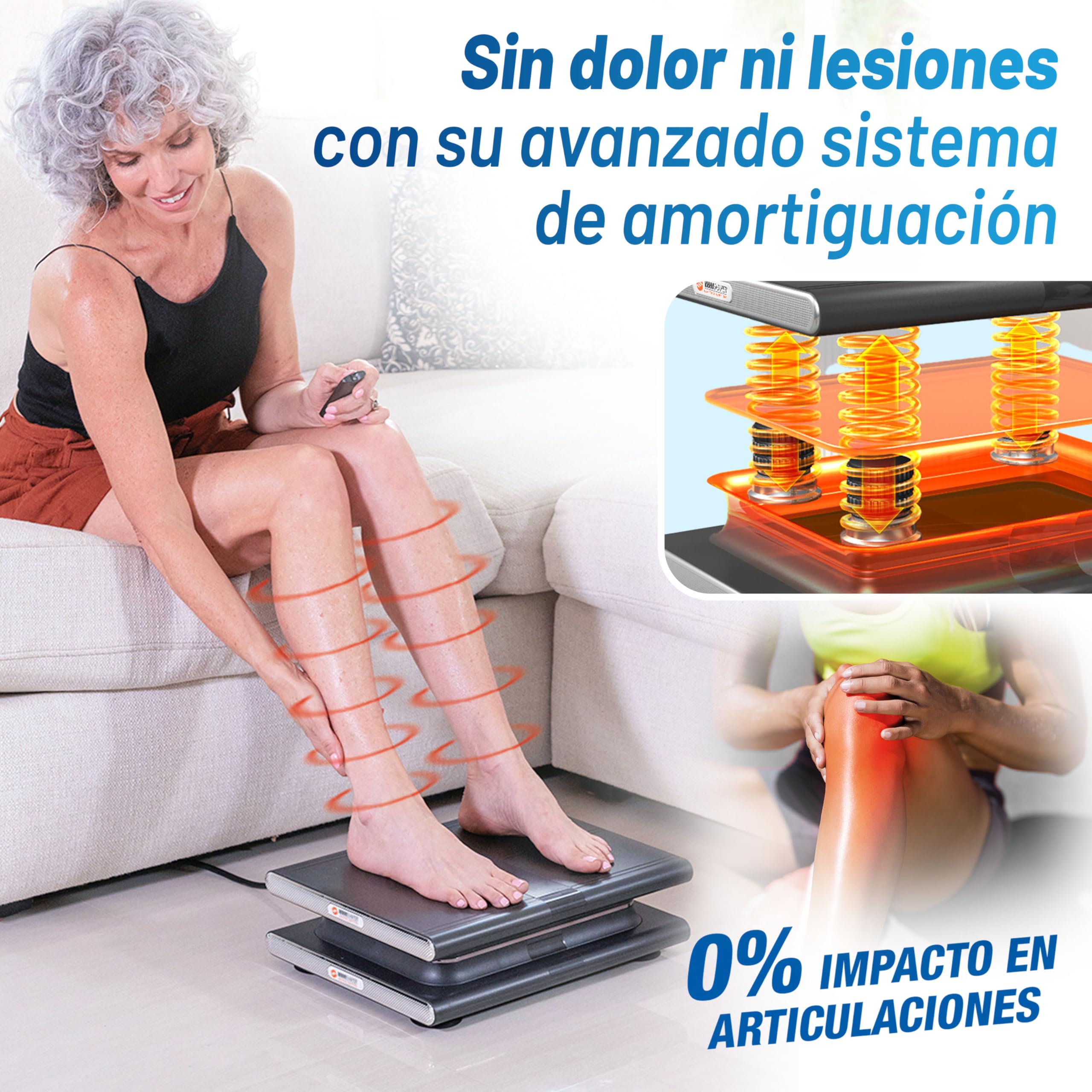 Plataforma VIBRATORIA VIBROSHAPER Limited Edition. Hace Ejercicio “por ti” y te relaja con un Masaje. Sin Esfuerzo ni Impacto en articulaciones. Estable, silenciosa, compacta, con Mando a Distancia