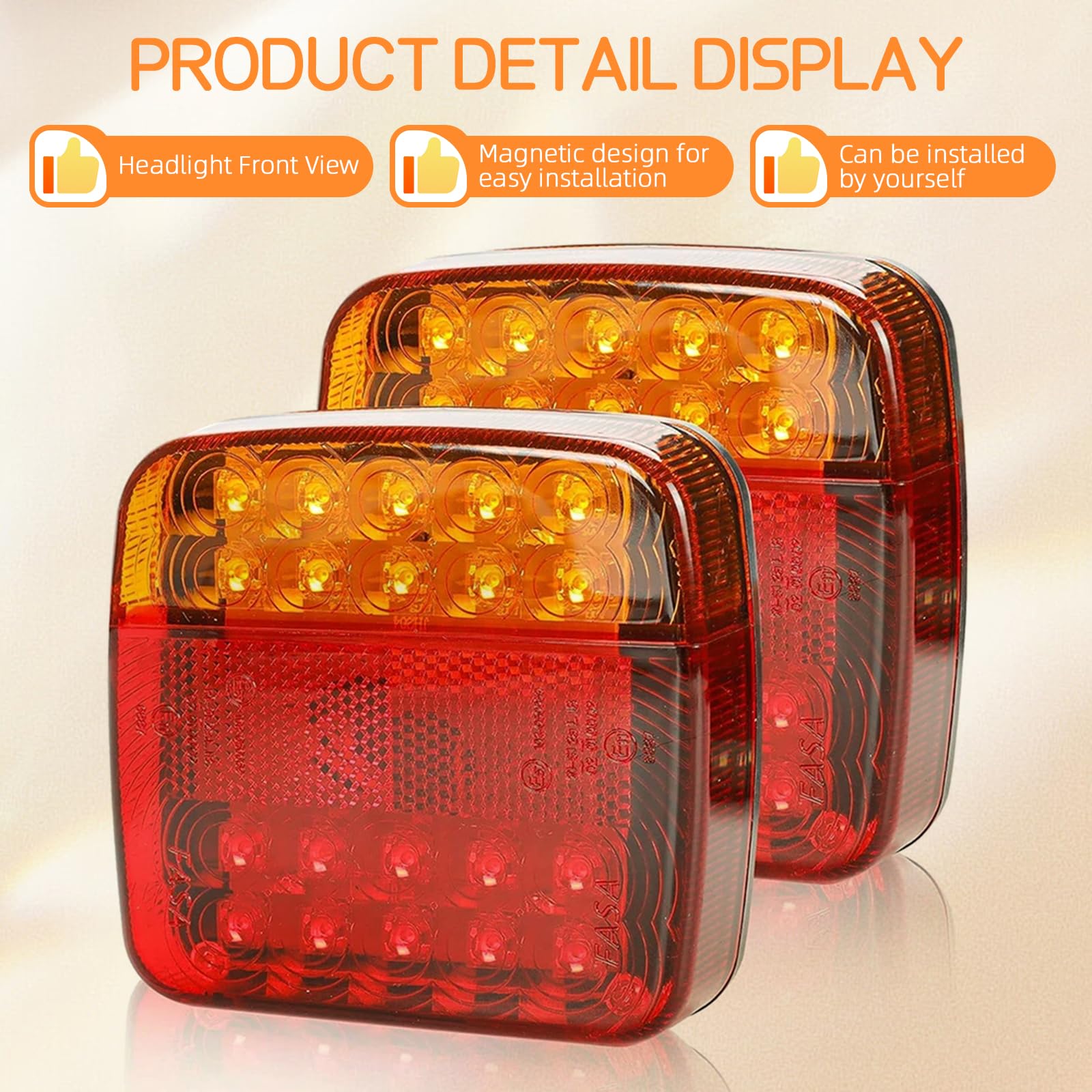 LED Rückleuchten Anhänger Kabellos, 12/24V Magnetische Funk Rücklicht | Anhänger Set mit Blinker, Bremslicht, Positionslicht & Kennzeichenlicht, Wasserdicht IP65 LED Rücklicht für LKW, Wohnwagen