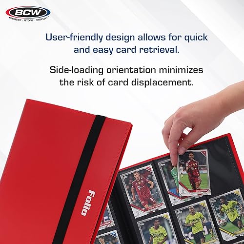 Miniatura 3 de BCW Basics Folio - Álbum de 9 bolsillos, color rojo, carpeta de carga lateral segura para archivos, solución de almacenamiento premium para tarjetas