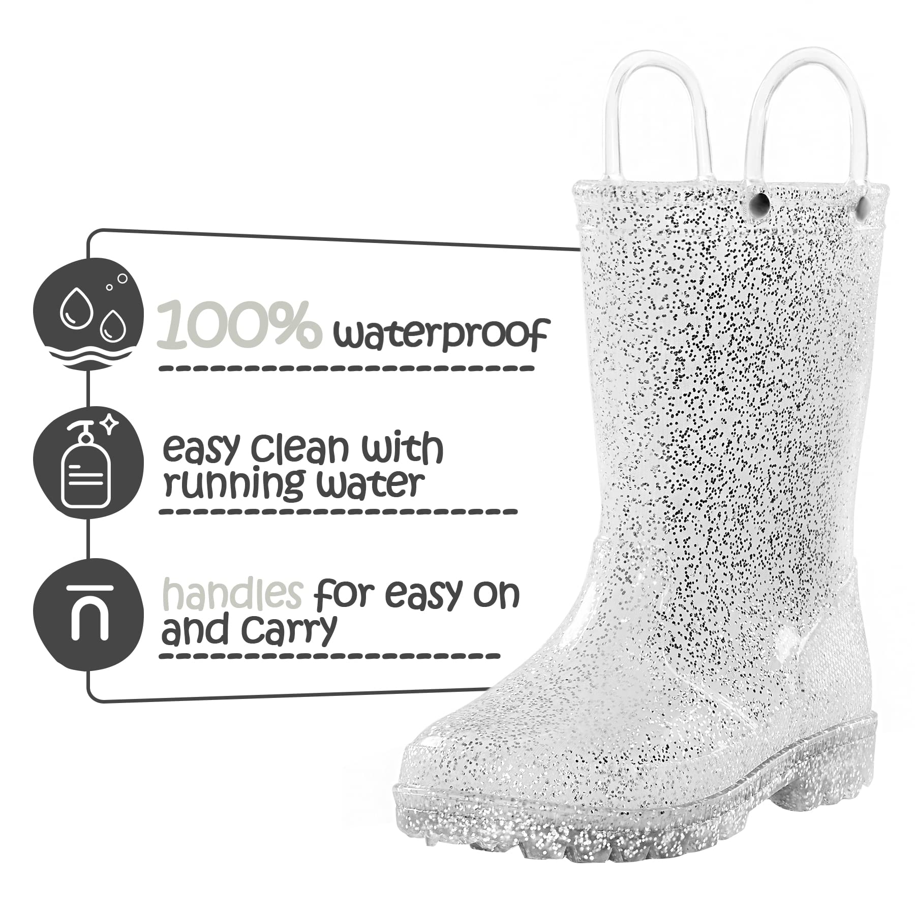 K KomForme Little Big Kids Rain Boots Boys Girls Blue Solid Boots ~ Size 8