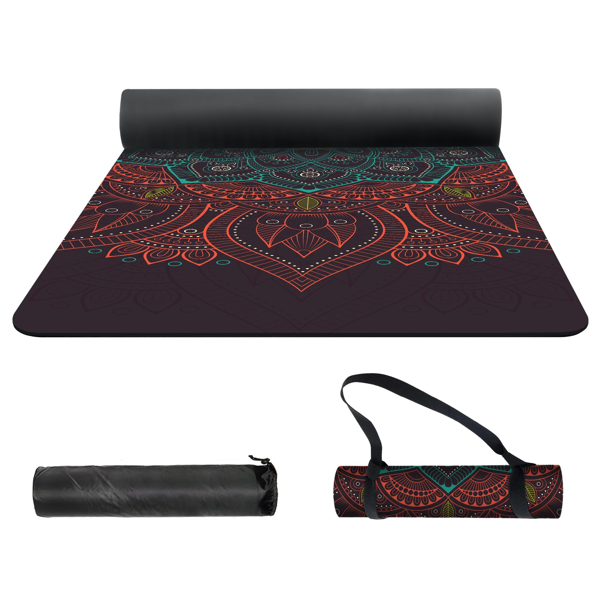 nuveti - Esterilla de yoga con estampado de elastómero termoplástico extragruesa y antideslizante, con bolsa de transporte, 182 x 61 cm, extragruesa, 6 mm, para yoga, pilates, fitness y ejercicios de