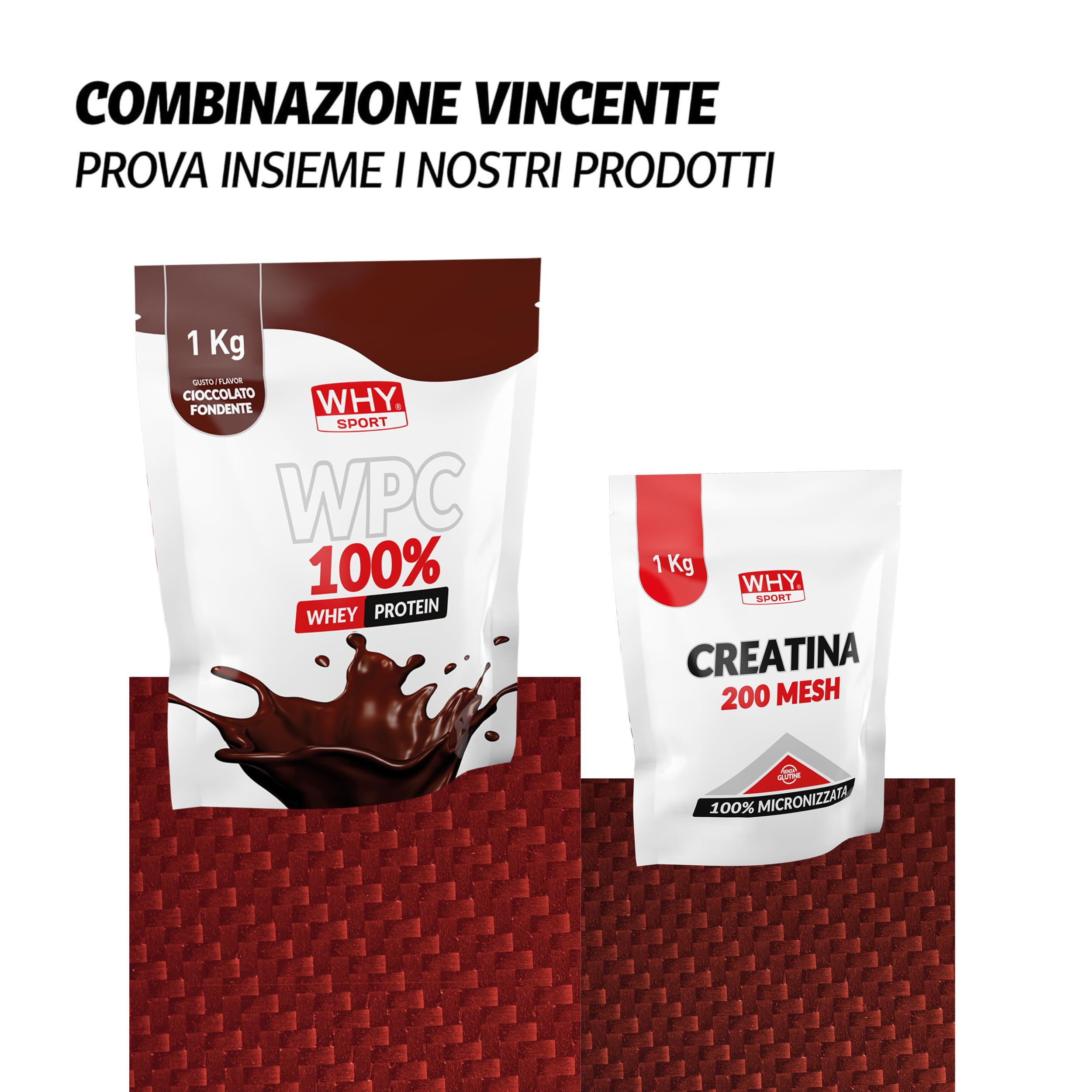 WHY SPORT WPC 100% WHEY - Proteine Whey - Proteine in Polvere per la Massa Muscolare - Senza Glutine - Gusto Cioccolato fondente -1 Kg