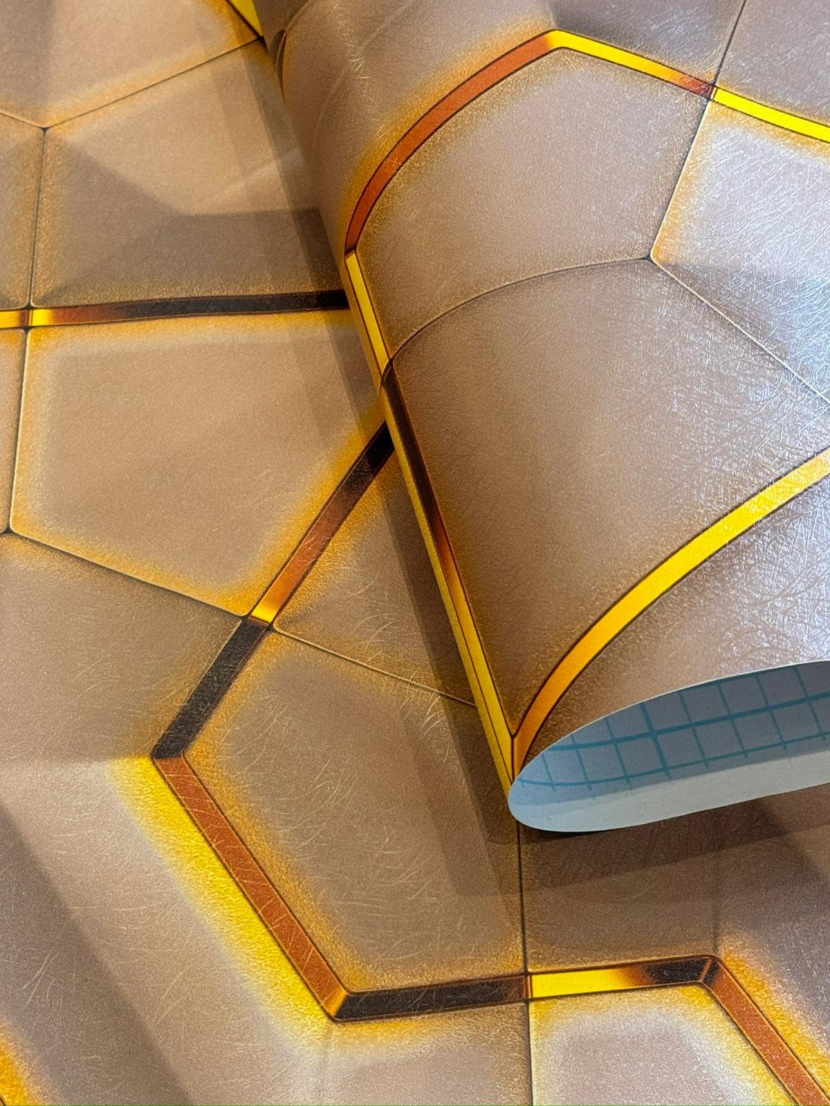 Latest Stylish 3D Abstract Design Peel & Stick self Adhesive Wallpaper Sticker for livingroom Bedroom (28 sqft/roll) Grey/Gold Color