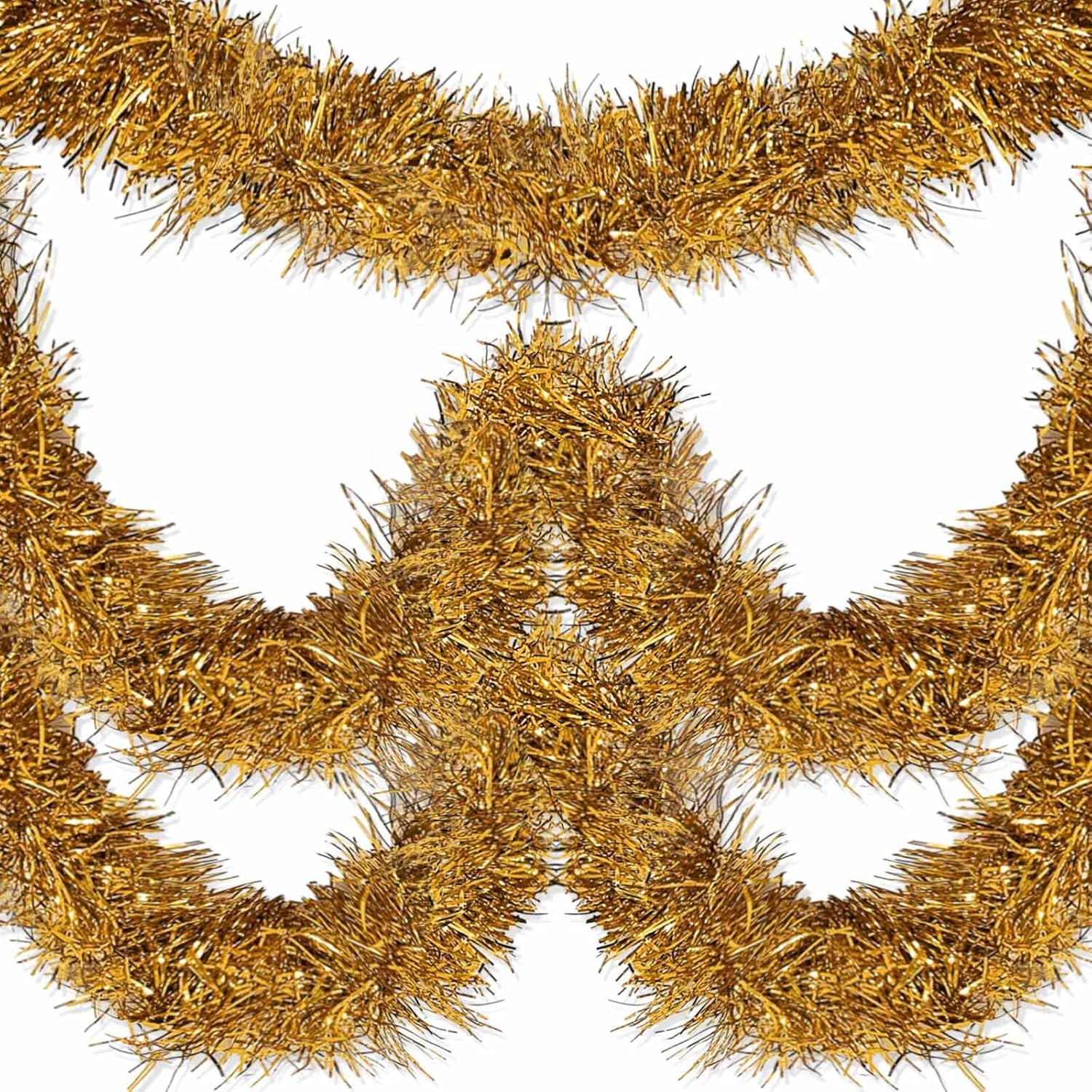 25 Feet Christmas Foil Fringe Garland Metallic Tassle Banner Wall Hanging Tinsel Streamers Backdrop for Parade Floats, Birthday, Halloween Party Decorations (4" x 25', Champagne Gold)