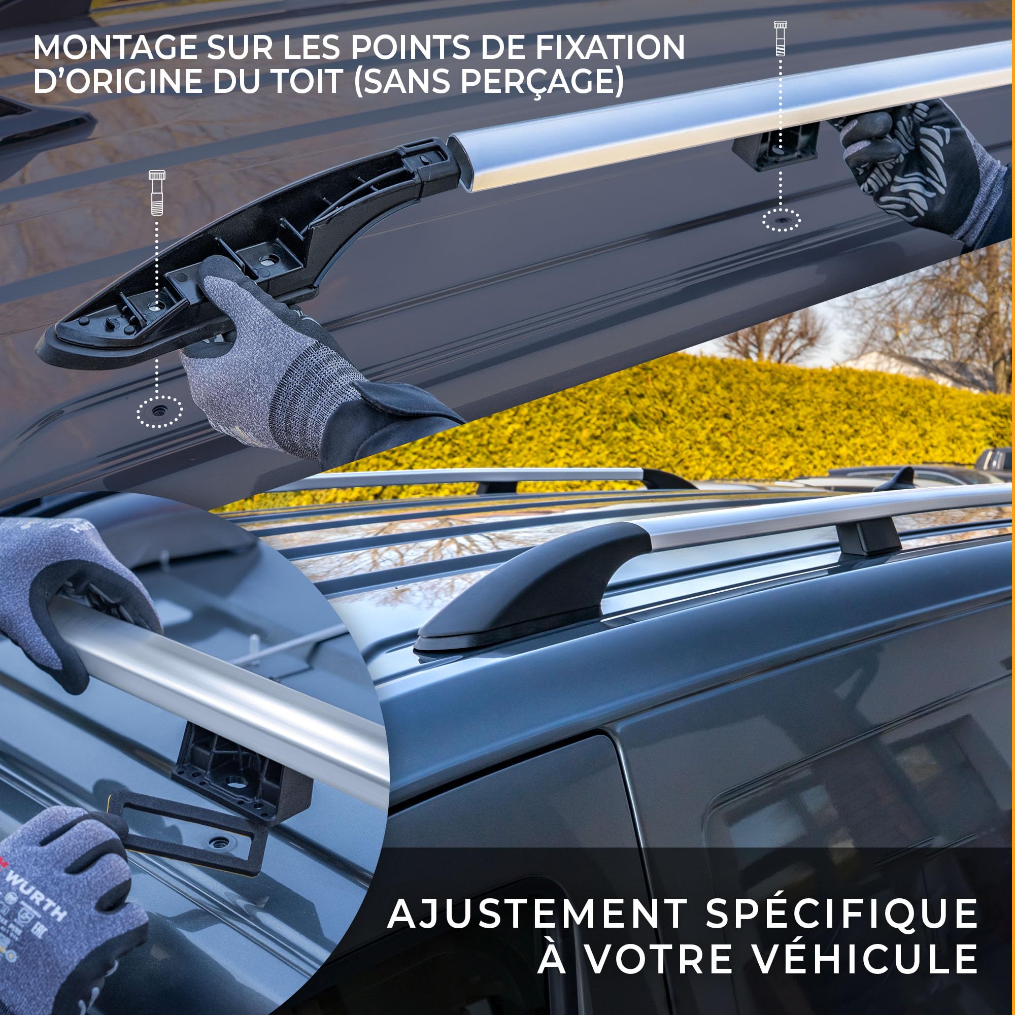 CHROMEMASTER | Barres de Toit Longitudinales Compatibles avec VW Caddy L1 Court 2015-2020 | Permettent l’Installation de Barres de Toit, Coffre de Toit, Porte-Vélos et Accessoires de Transport