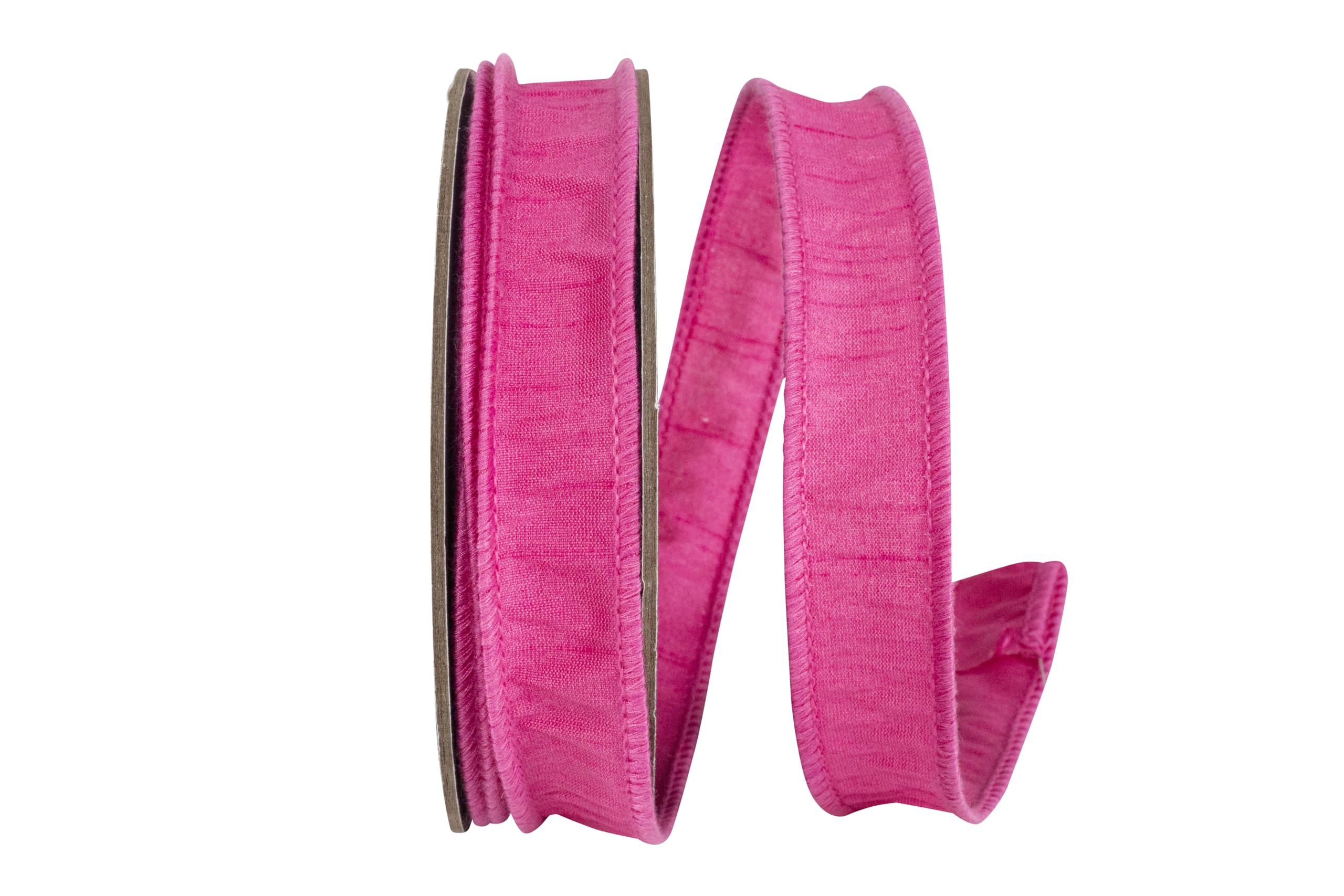 Ribbon - Dupioni Supreme Wired Edge, Shocking Pink, 7/8 Inch, 10 Yards