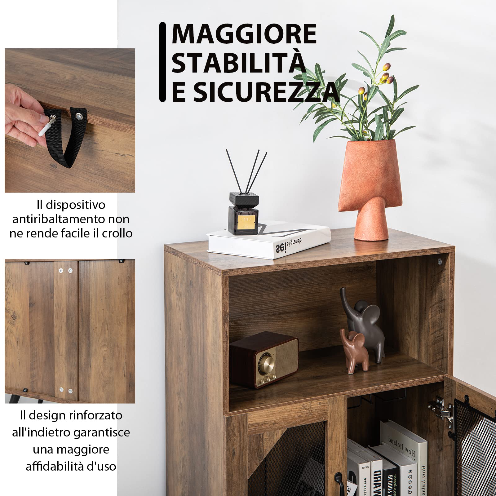 COSTWAY Cantinetta Portabottiglie in Legno con Portabottiglie Rimovibile