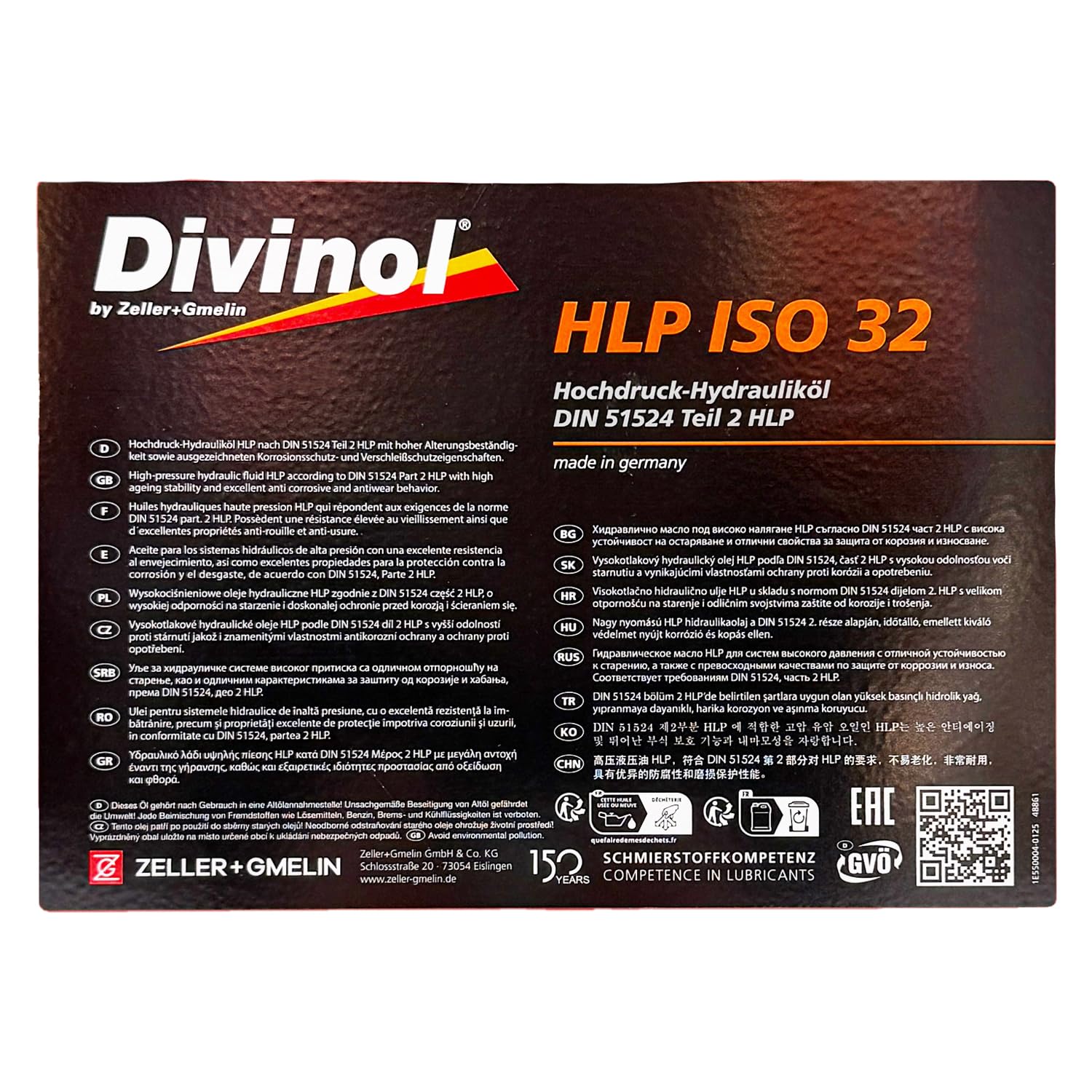 Divinol HLP 32 | Hydrauliköl | DIN 51524-2 HLP | ISO VG 32 | (48861) | Hochdruck Hydrauliköl für Hydraulikanlagen Maschinen Industrie – Verschleißschutz Öl | mit Trichter