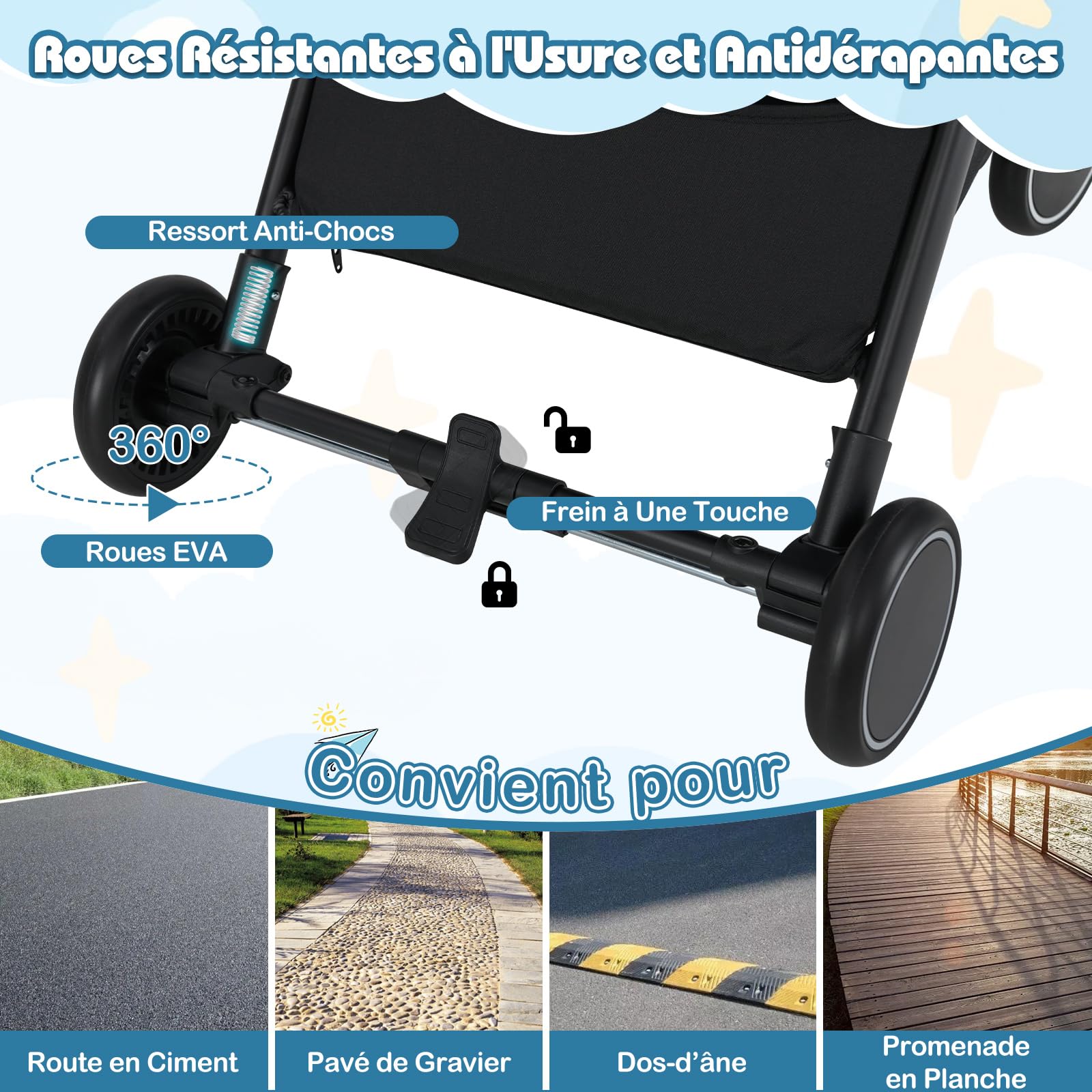 DREAMADE Poussette pour Bébé, Poussette Canne Ultra Compacte avec Harnais à 5 Points, Poussette Bébé Capote Grande avec Une Fenêtre, Pliage d'Une Main, Dossier Réglable, pour Enfant 0-3 Ans(Noir)