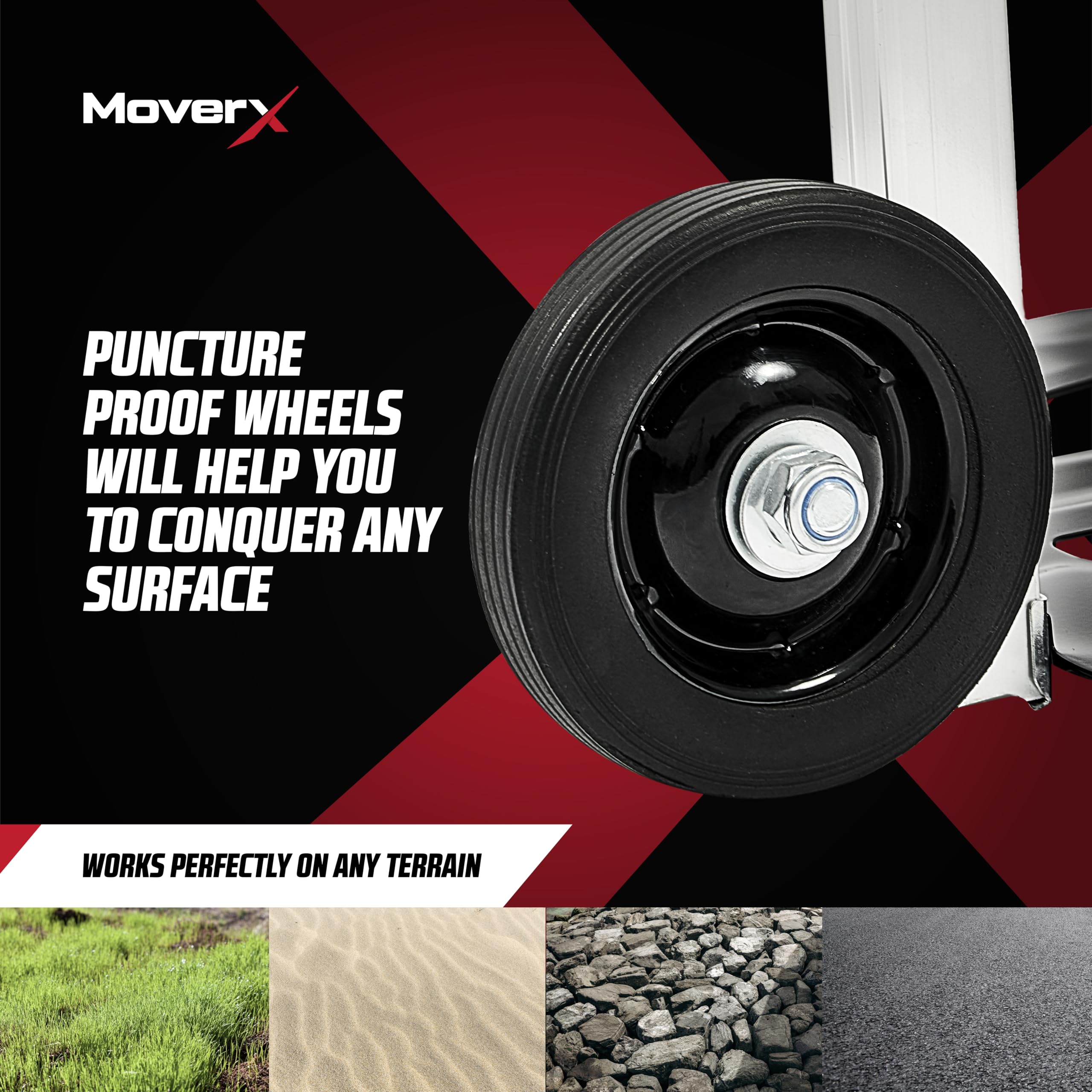 MoverX Carretilla de mano plegable de aluminio, carro de mano resistente con ruedas, carrito de transporte multiusos, 90 kg