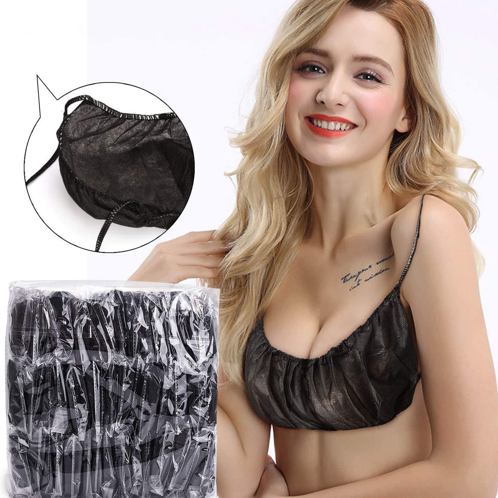 Syfunlv 50 reggiseni usa e getta, super morbidi, di alta qualità, in tessuto non tessuto, da donna, per spa, massaggi, ceretta, viaggi, maternità, ospedale, spiaggia, vacanze, emergenza