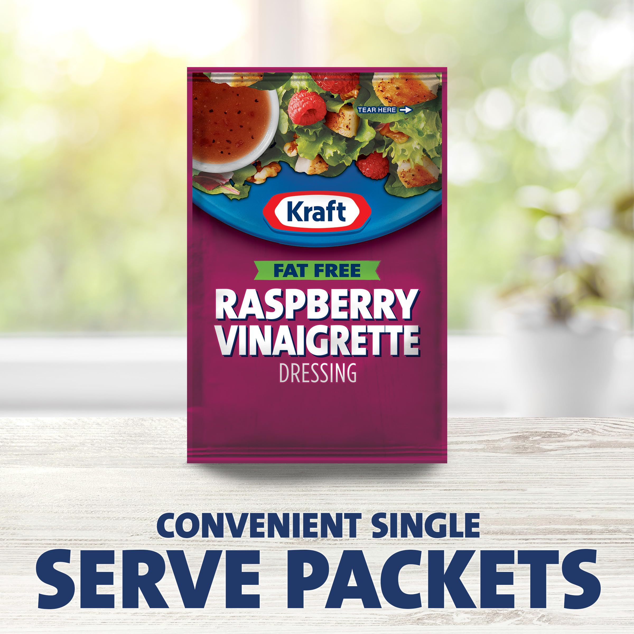 Kraft Raspberry Vinegrette Dressing, Fat Free, 1.5-Ounce Packages (Pack of 60)