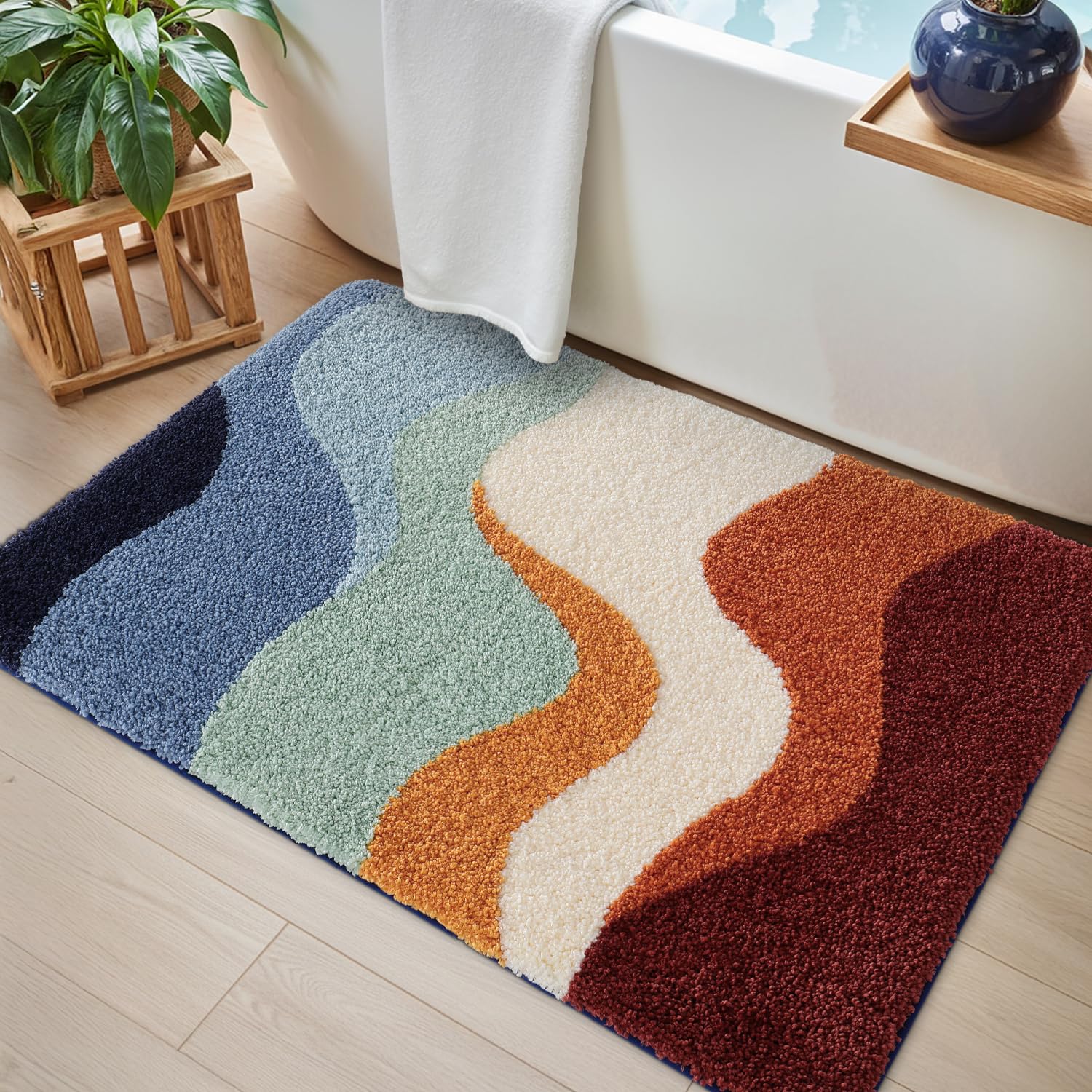 DEXI Bathroom Mat 50 x 80 cm, Non Slip and Absorbent, Colorful