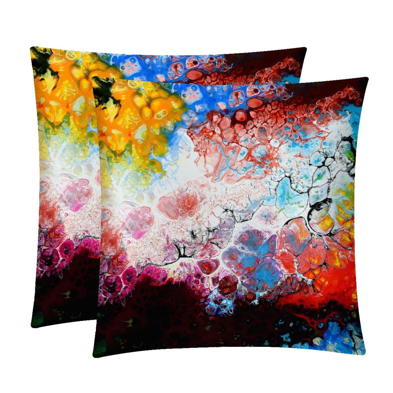 TDGKPZ Colorful Throw Pillow Cases 2 Pack Pillowcases Zipper Cushion Covers For Bedroom Living Room 50x50cm