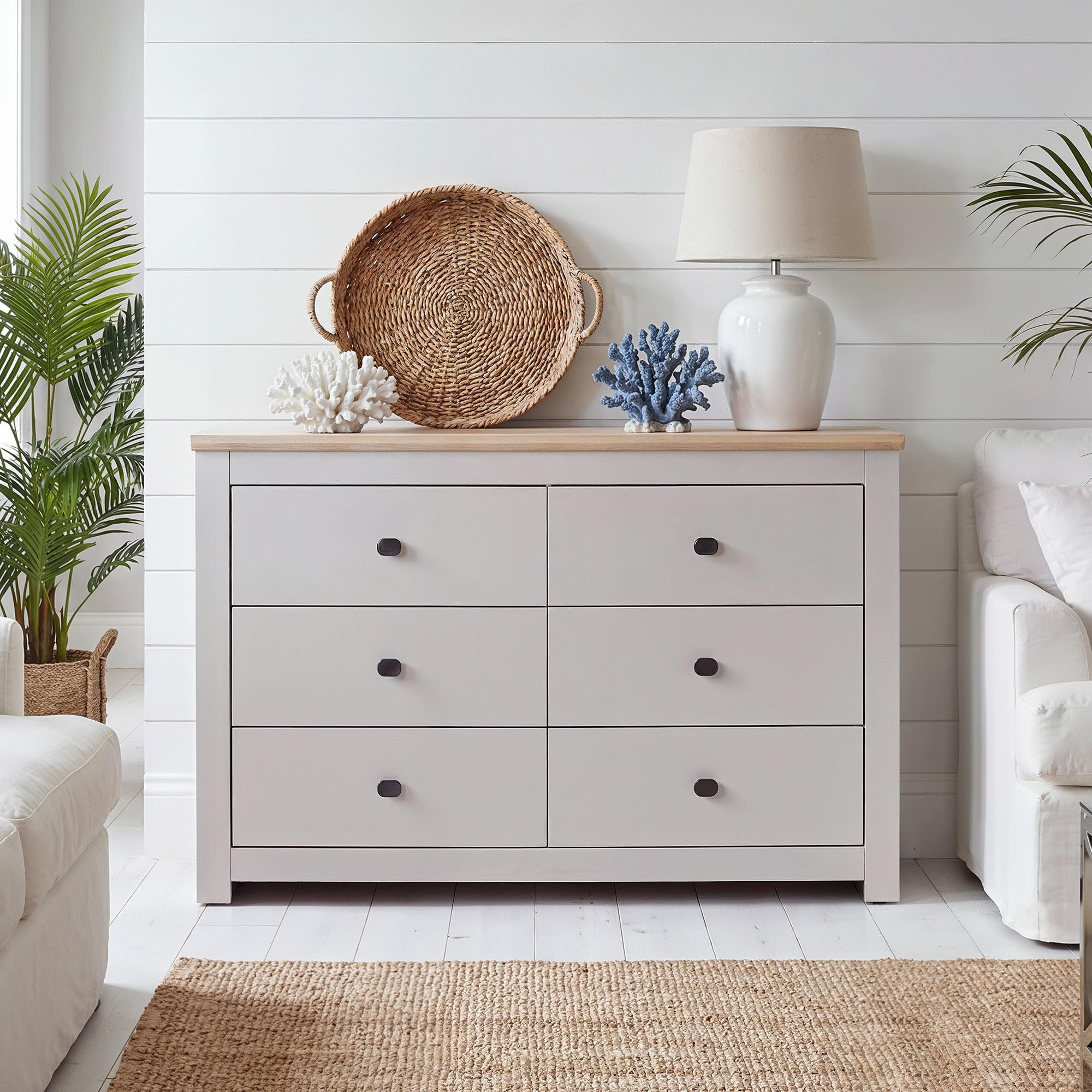 Dako Furniture® 6 Drawer Chest of Drawers MILFORD Cashmere Modern Bedroom Storage Cabinet Contemporary Dresser for Bedroom, Living Room or Hallway