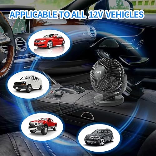 Miniatura 9 de XOOL Ventiladores de coche de 12 V, ventilador de aire eléctrico de refrigeración de coche de 4 pulgadas, potente ventilador de automóvil individual