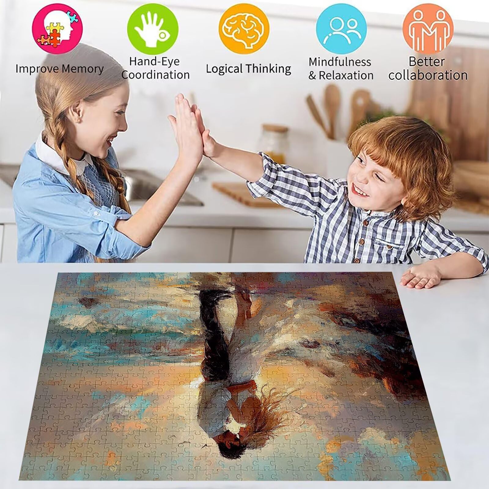 Puzzle 5000 Pezzi Spiaggia Puzzle Adulti Sfida Impossibili Jigsaws Coppia Classica 3D Art Jigsaws per Divertimento Adulti e Bambina, Gioco Familiare, Festa Aziendale, Regali Donne 156x105cm C-156