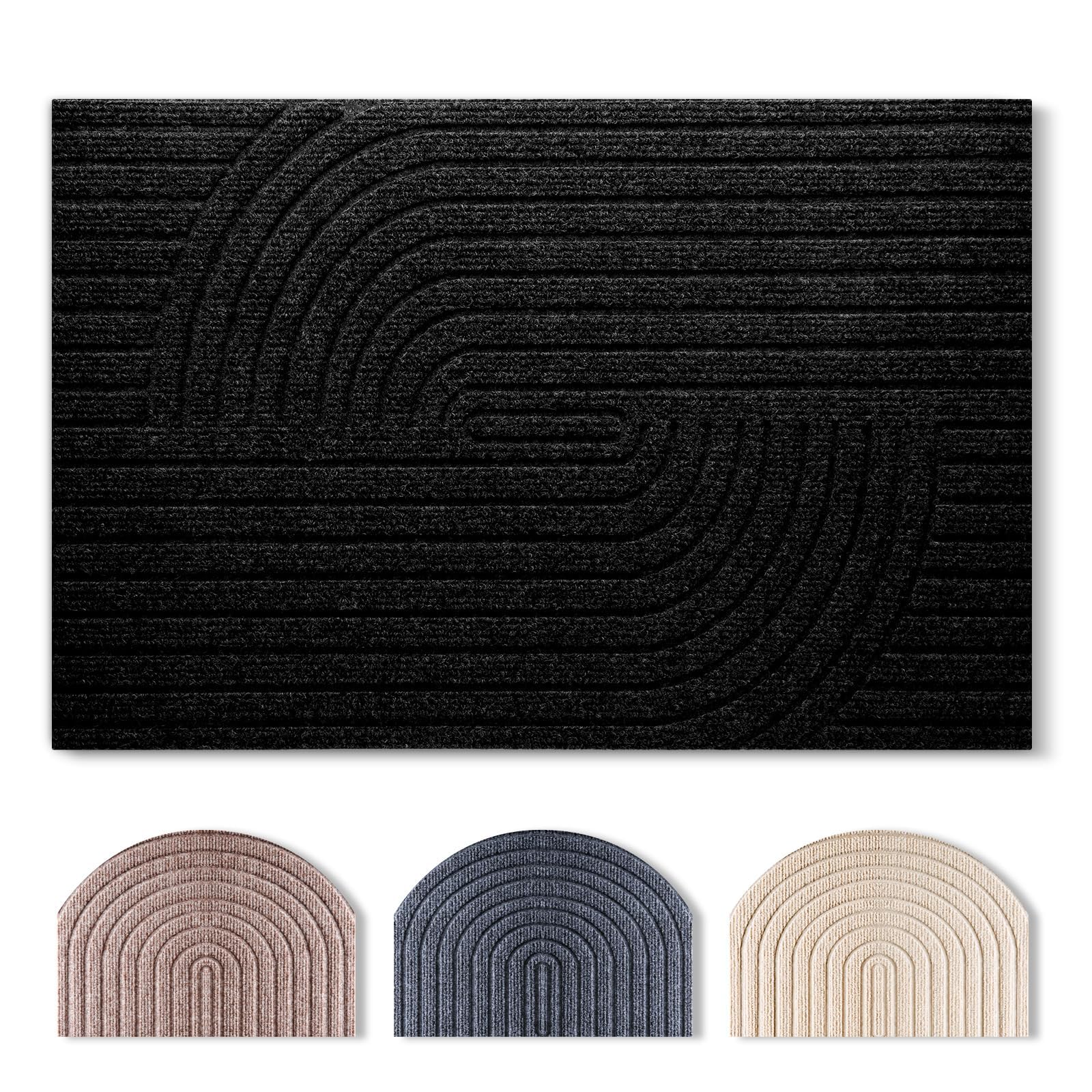 Tuocal Fußmatte 50x80cm, rutschfeste Maschinenwaschbare Schmutzfangmatte, Teppich Wohnzimmer Innen und Außen Türmatte, Wasserdicht Fussmatte für Eingang, Flur, Haustür