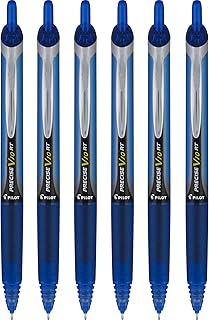 Precise V10 RT Retractable Liquid Ink Rollerball Pens, Bold Point, 1.0mm, Blue Ink, 6 Count