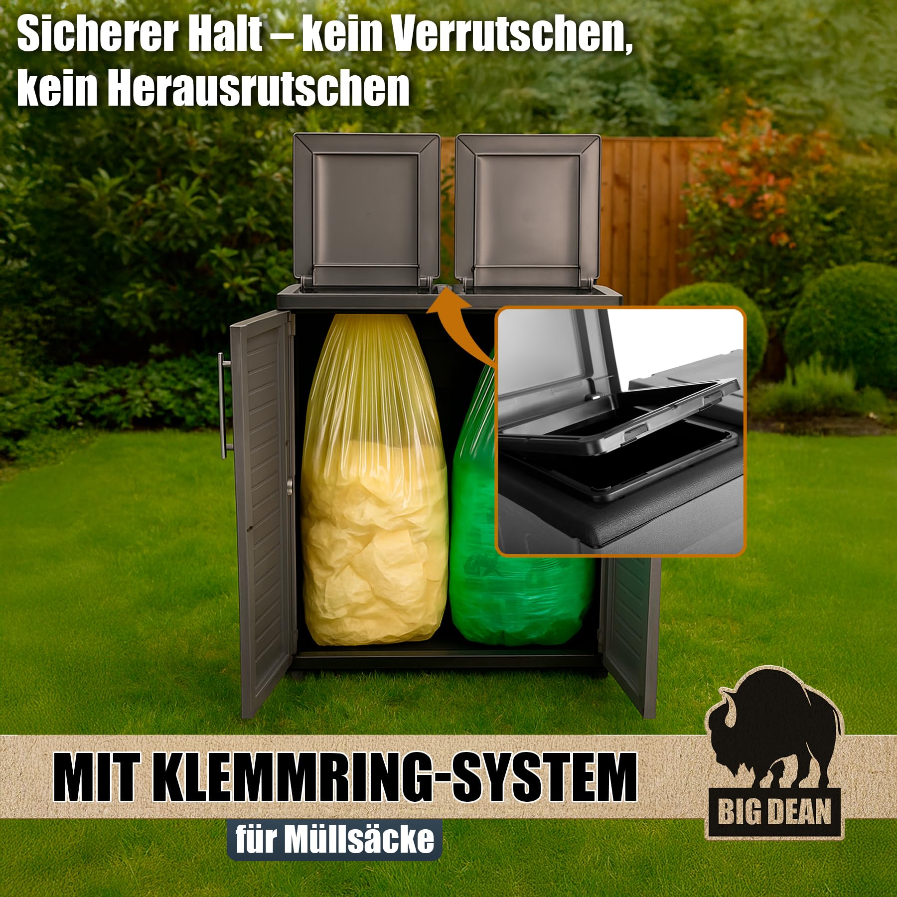 BigDean Mülltrennsystem Schrank Recycling System auch für Gelben Sack | Made in Italy