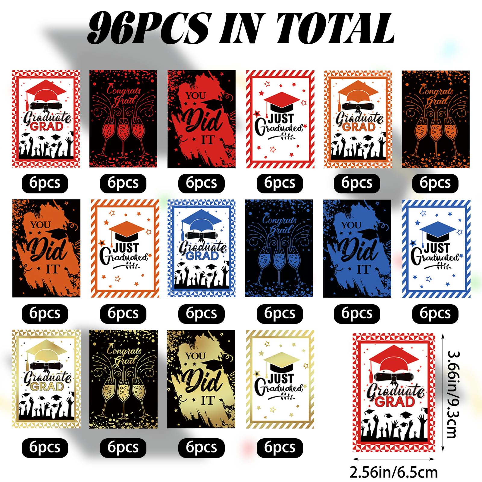 URROMA Graduation Gift Wine Bottle Labels, 96 Sheets Congrats Grad Wine Bottle Stickers Wine Bottle Decor Cover for College Graduate Graduation Party Supplies, 4 Colors