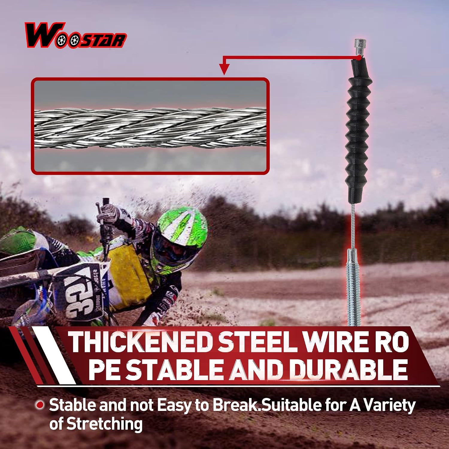 WOOSTAR 49.3" Clutch Cable Replacement for 200cc 250cc Water Cooled ATV 4 Wheeler Quad Go Kart