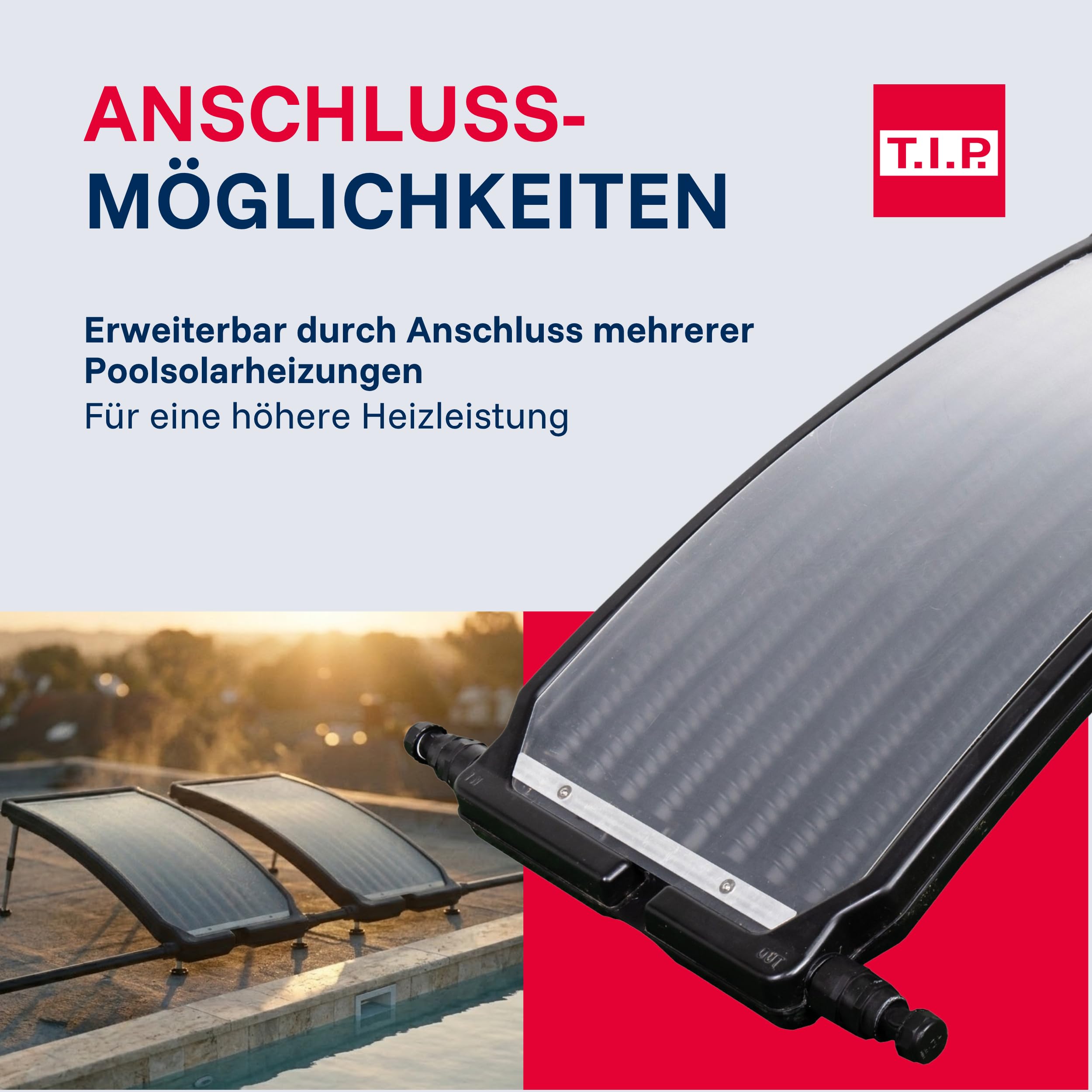 T.I.P. Solarheizung Pool SPH 10000 S - Sonnenkollektor Schwimmbad, Poolheizung Solar für Pools bis 20.000 l, Durchfluss 10.000 l/h, einfache Installation