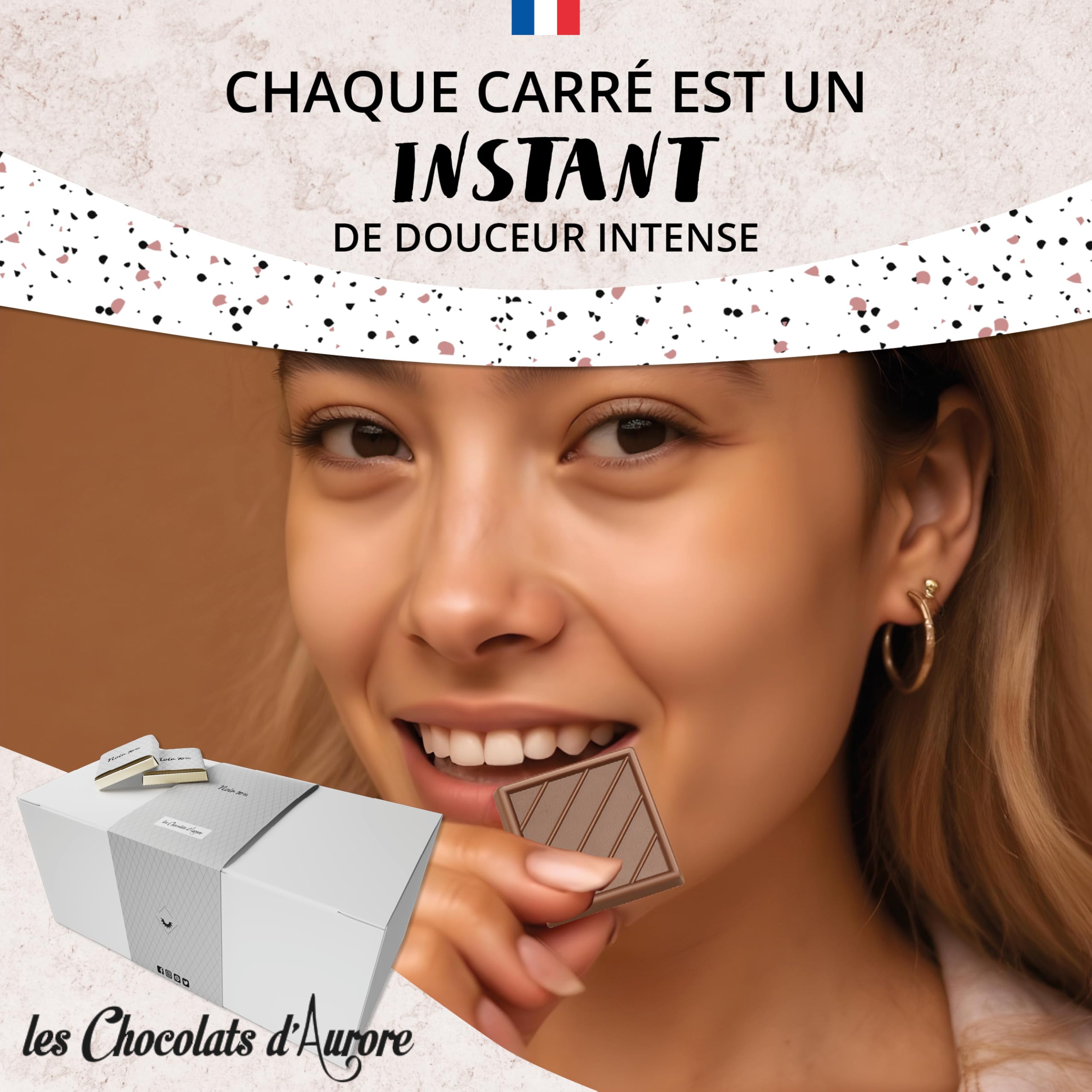 Coffret de Chocolats - Boîte de 70 Carrés de Chocolat Individuels Noir 70% à Déguster ou Offrir - 100% Pur Beurre de Cacao - Fabriqué en France - 350 Gr
