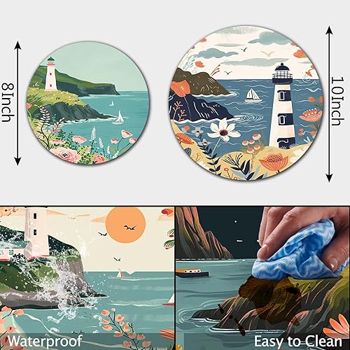 Miniatura 8 de Juego de 4 fundas para quemador de hongos mágicos estilo nórdico, estilo rústico, para verduras, redondas, patrón de plantas verdes, estufa