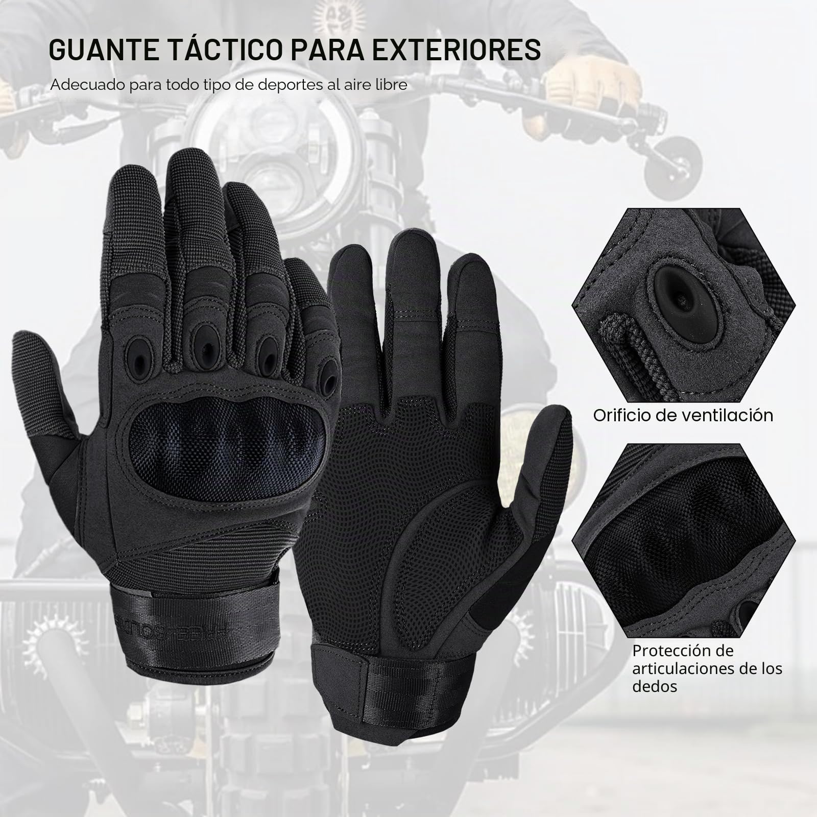 FREE SOLDIER Guantes Moto Verano Hombre Tacticos Militares Combate Deportes Aire Libre Escalada Ciclismo MTB Airsoft Paintball Senderismo Trabajo